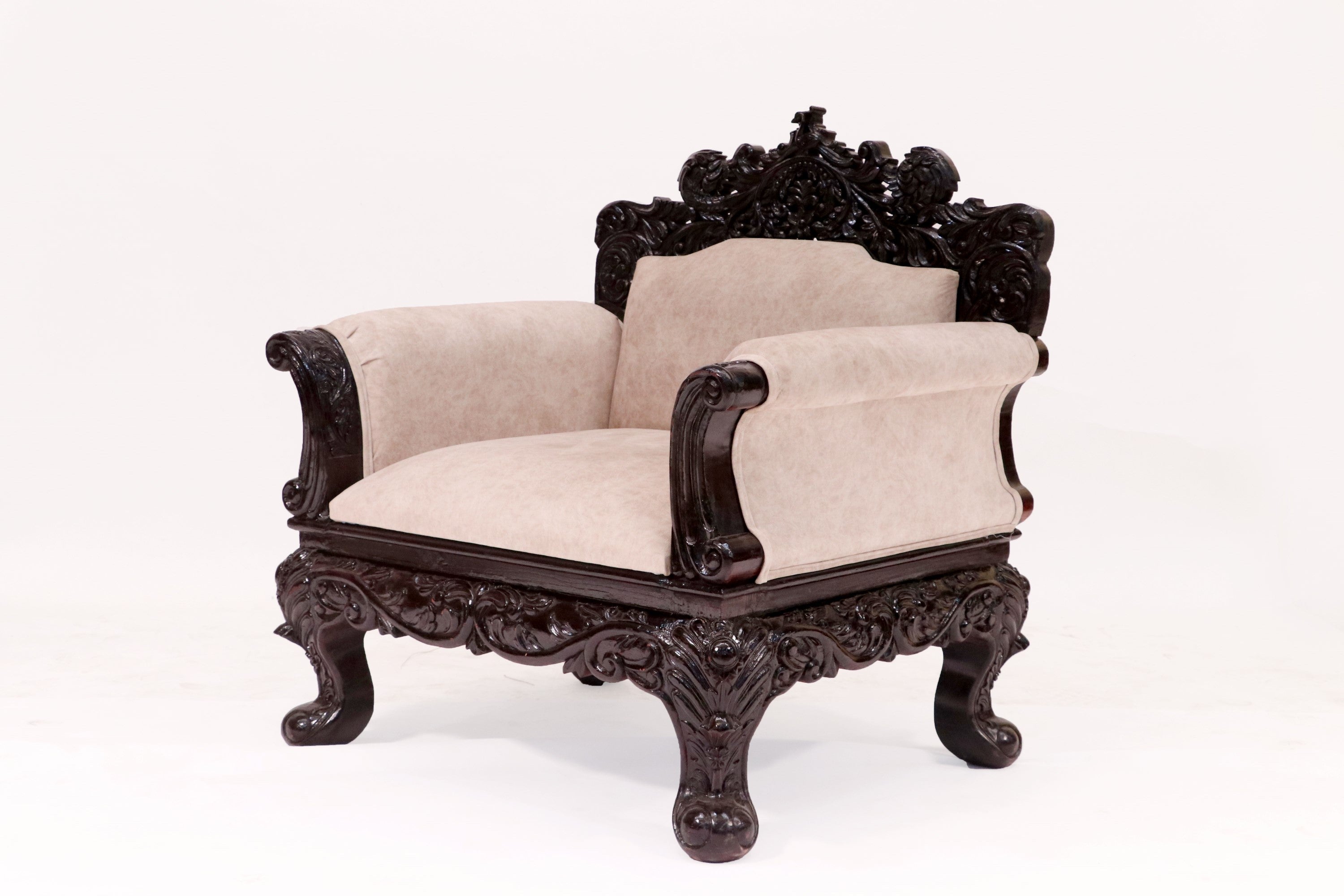 Royal Carved Teak wood single Seater Sofa Sofa