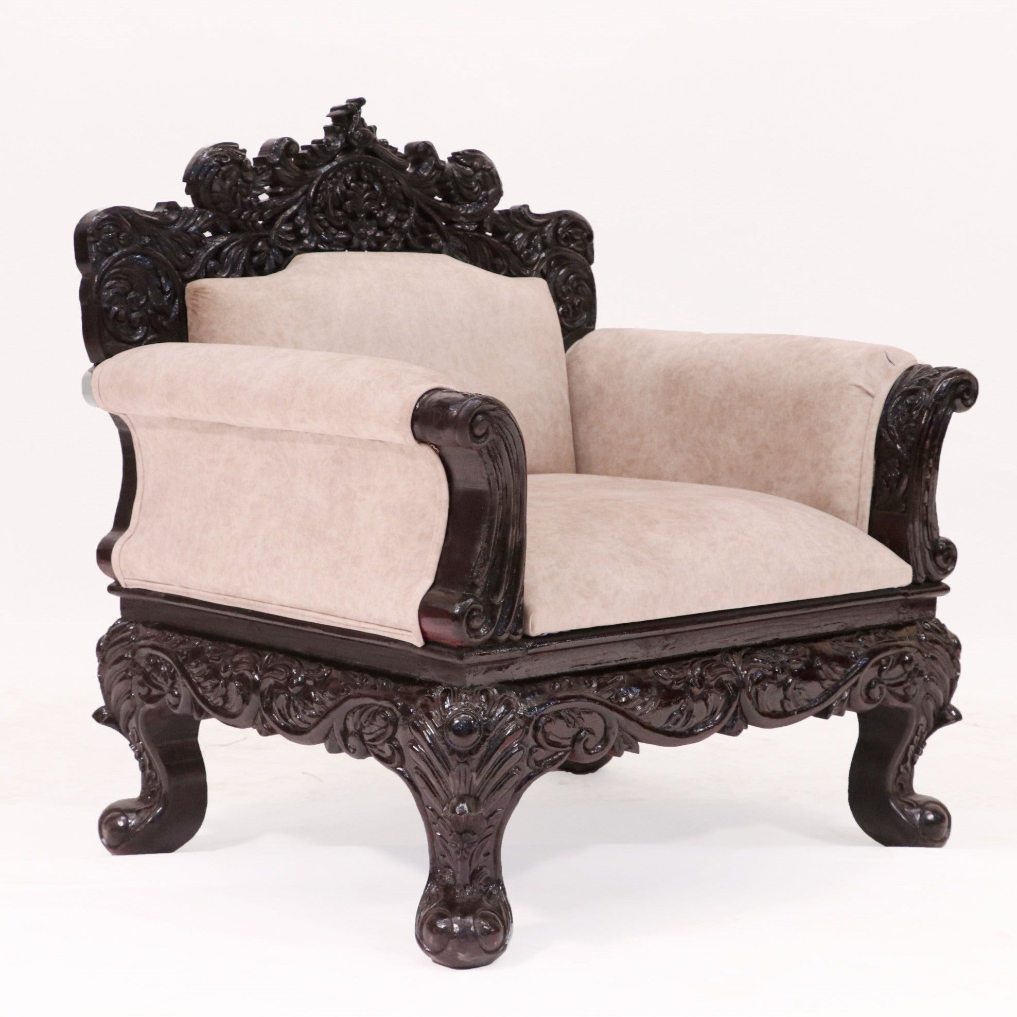 Royal Carved Teak wood single Seater Sofa Sofa