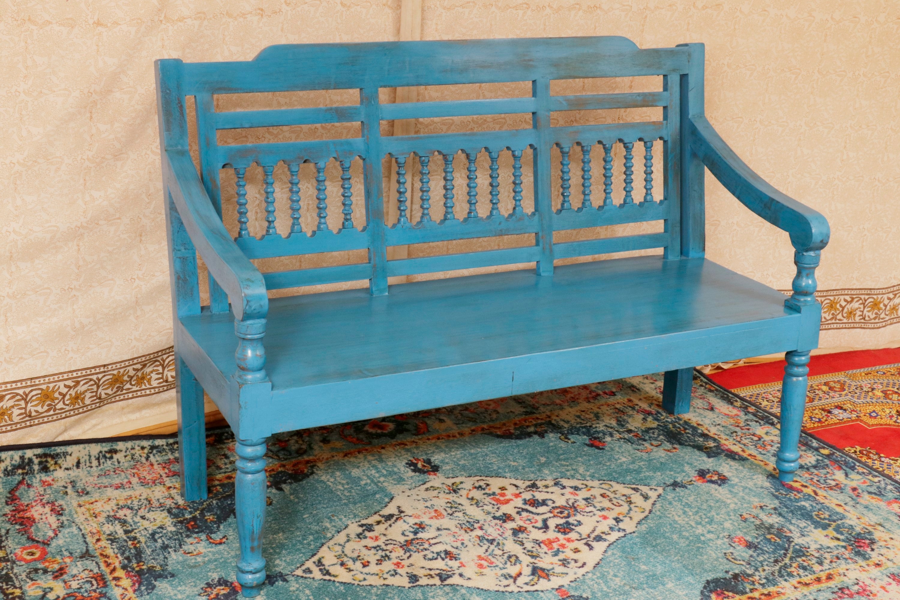 Antique blue touch Wooden Bench Bench