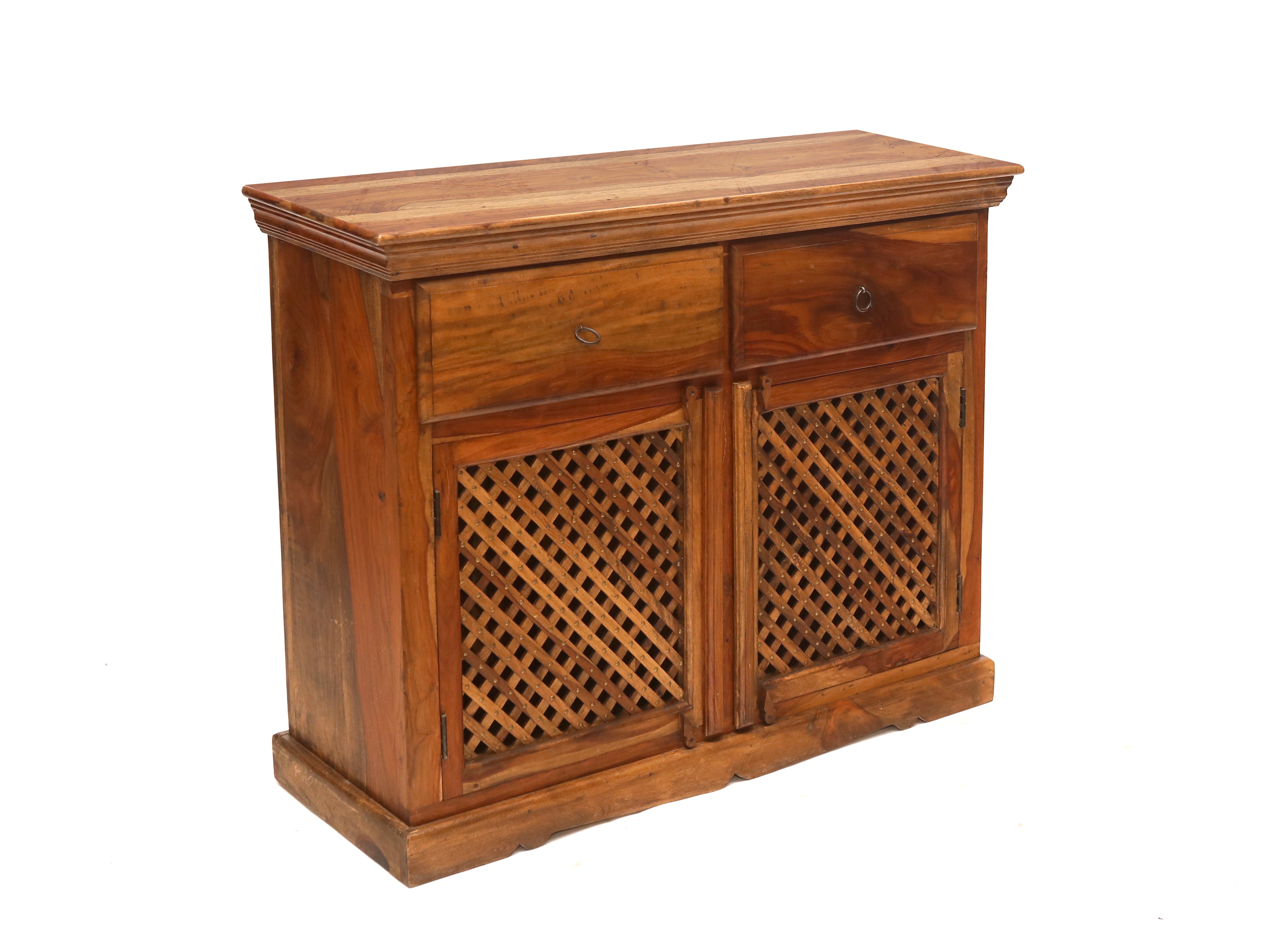 Wooden Jali 2-Door 2-Drawer Cabinet Cupboard