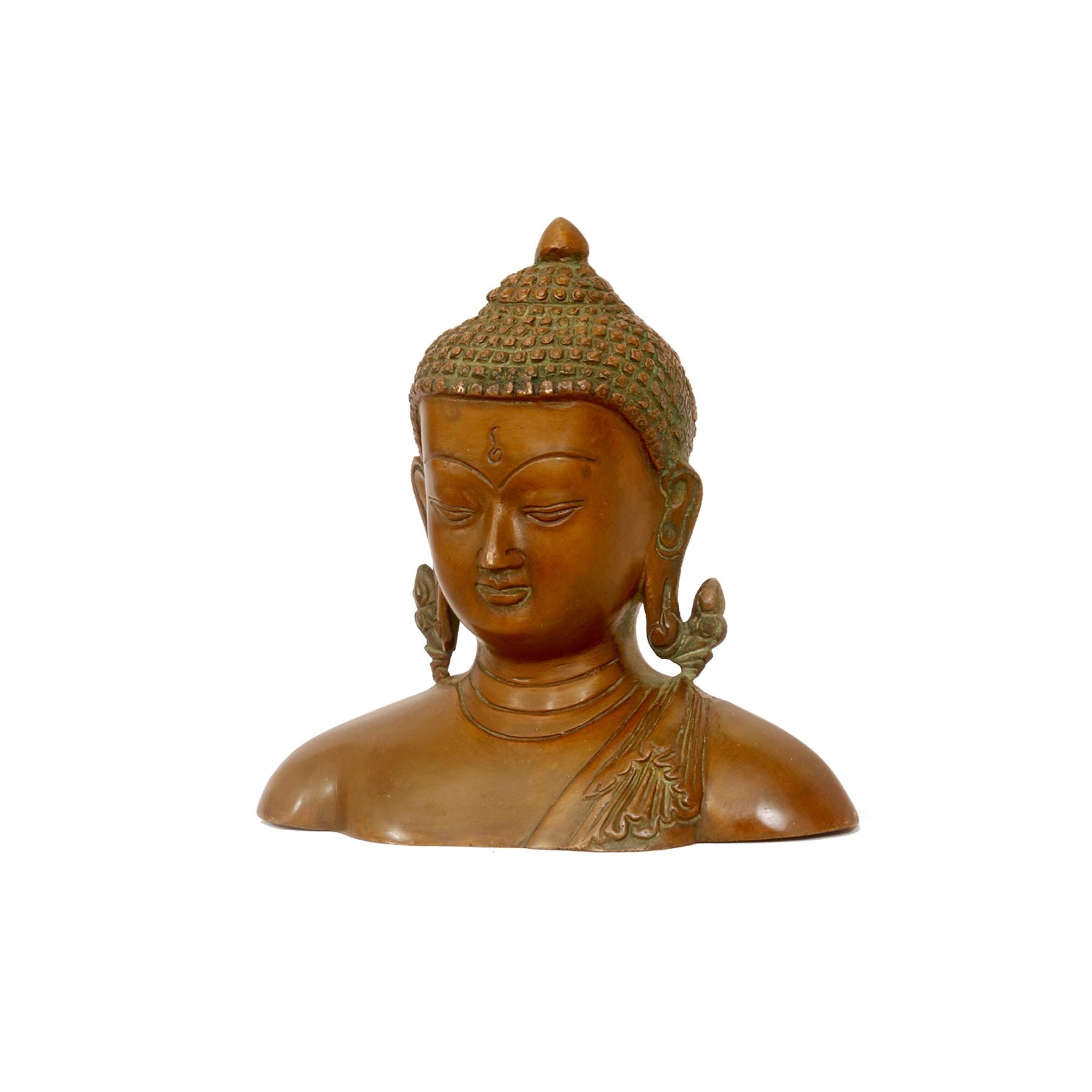 Antique Solid Metal Buddha Bust/Head Statue Traditional Décor