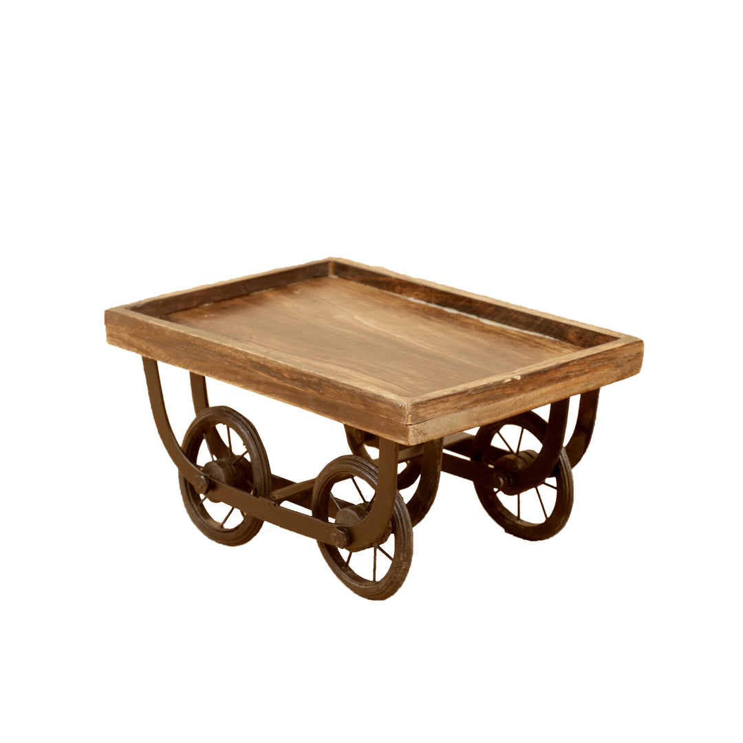 Cute Wooden Iron Cart Vehicle figurine