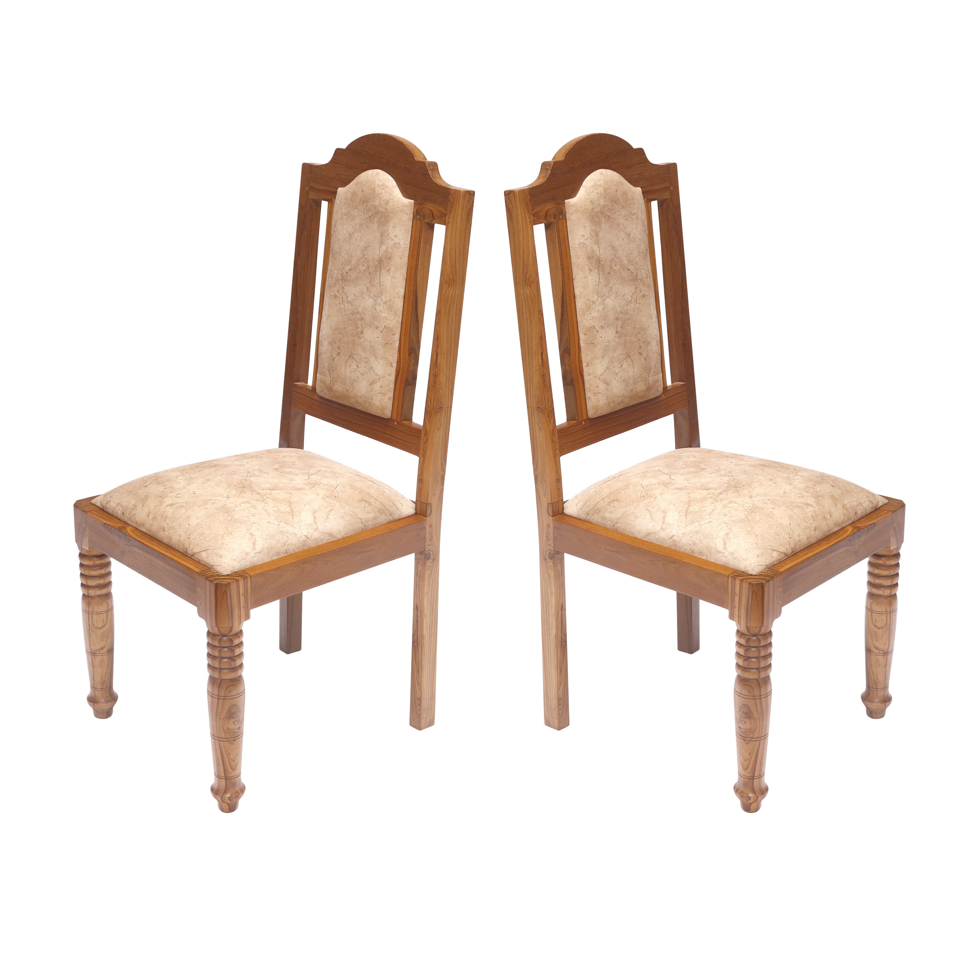 (Set of 2) Teak Wood Traditional Dinning office all purpose Chair Creamy color Dining Chair