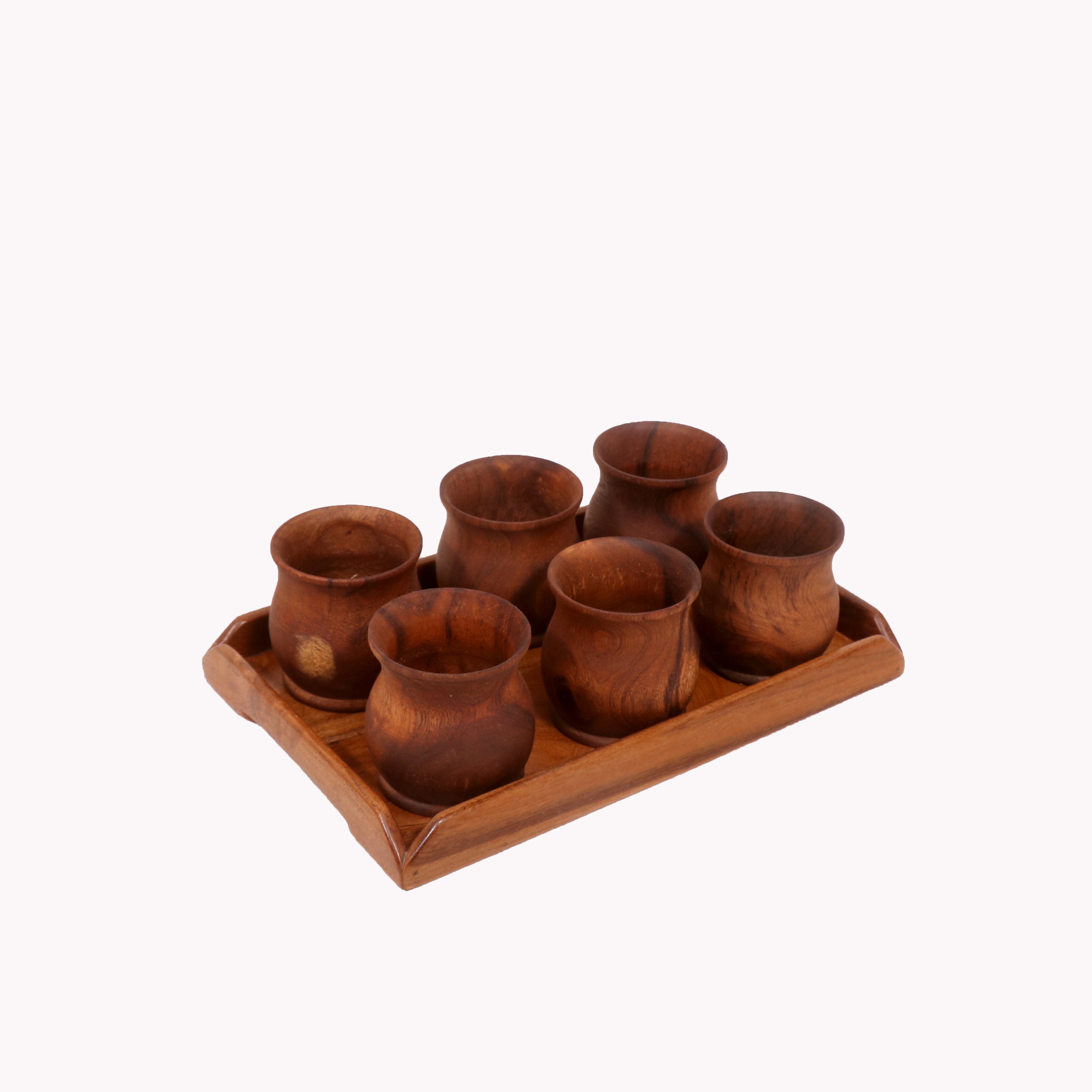 Cup and Platter Set (Set of 6 & 1 Tray) Glass