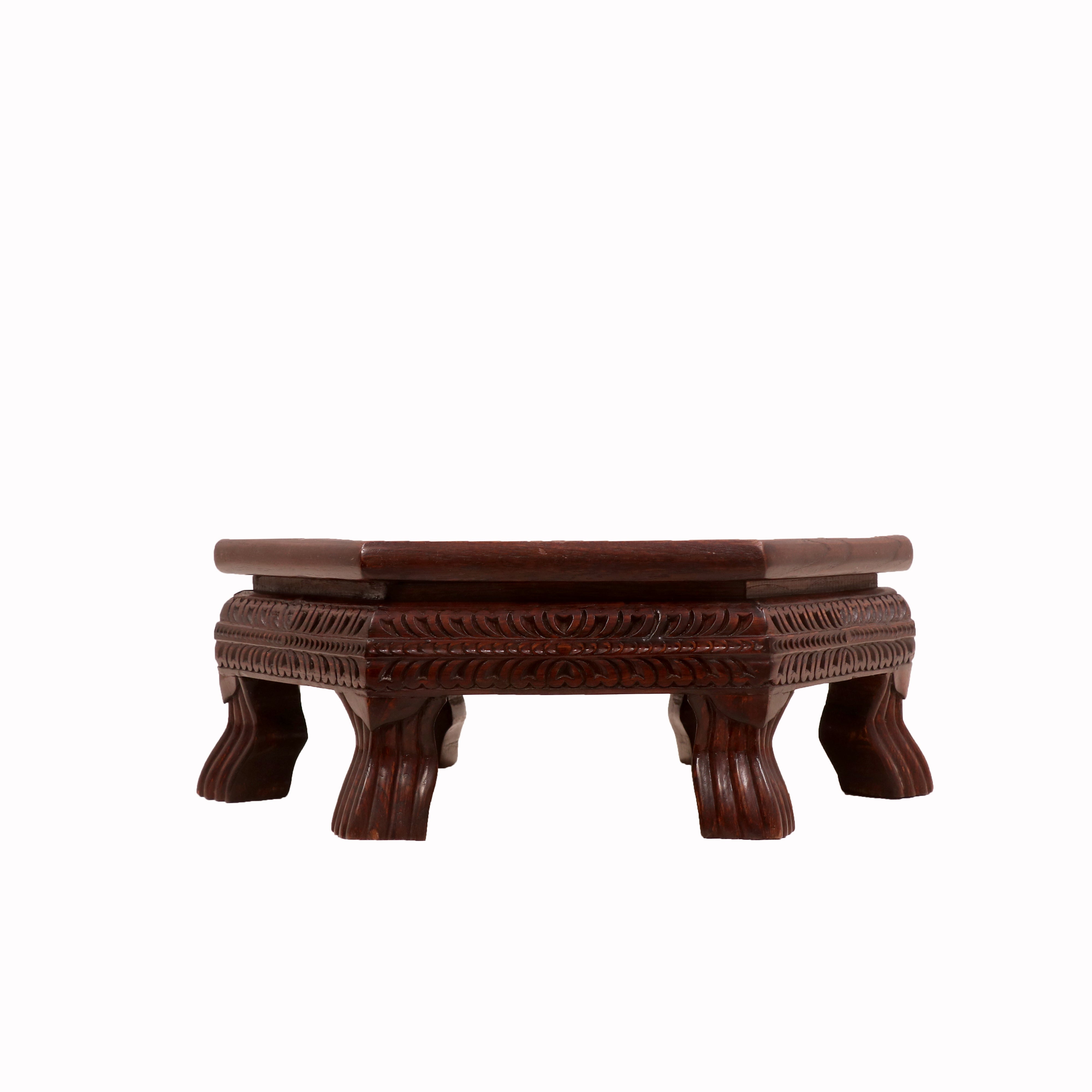 Rich Carved Mahogany Dark Style Wooden Bajot Bajot