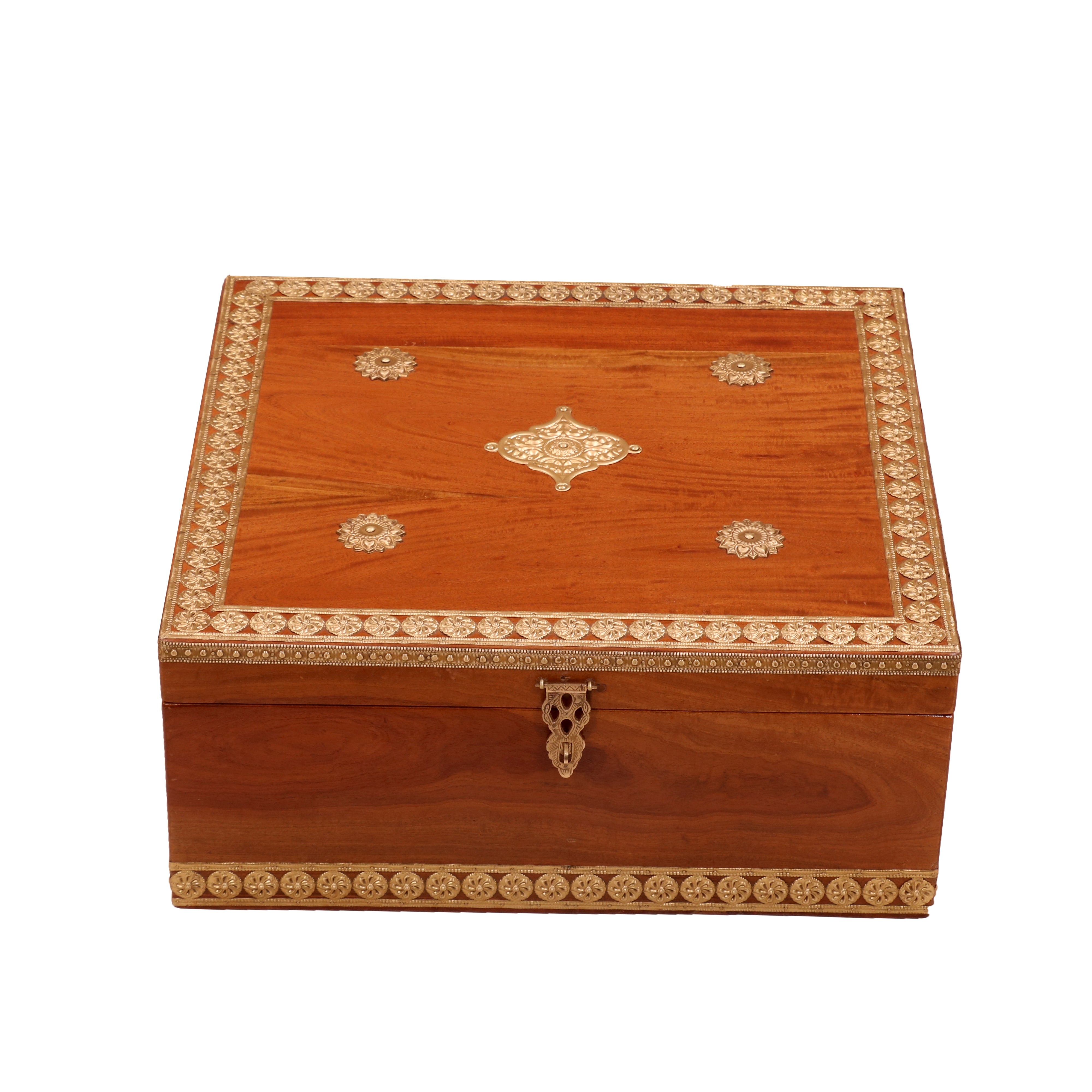 Brass Fitted Square Box Wooden Box