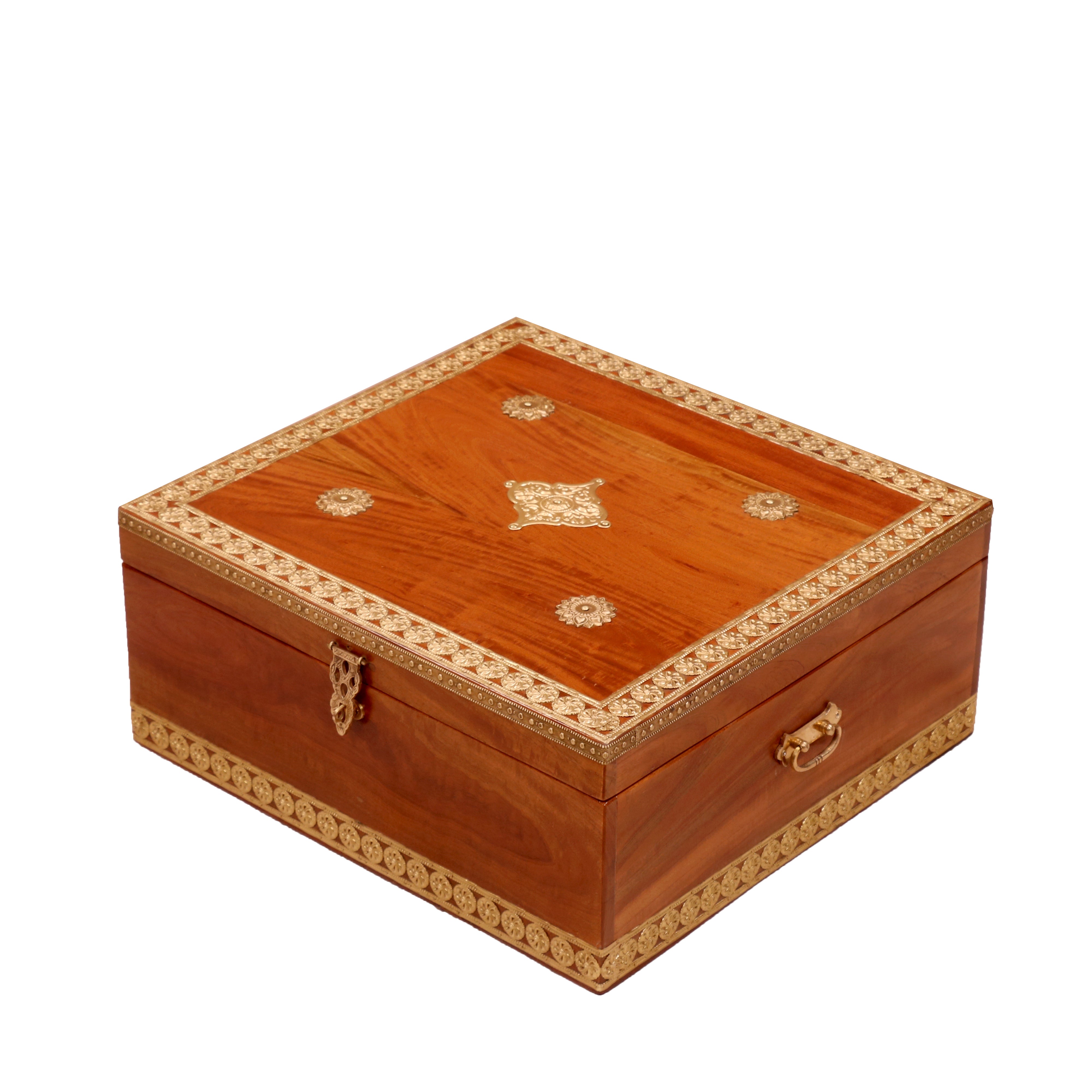 Brass Fitted Square Box Wooden Box