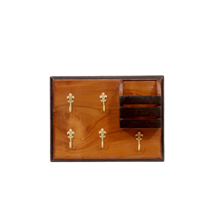 Wooden Traditional 5-Keyholder with 1 Handle Key Holder