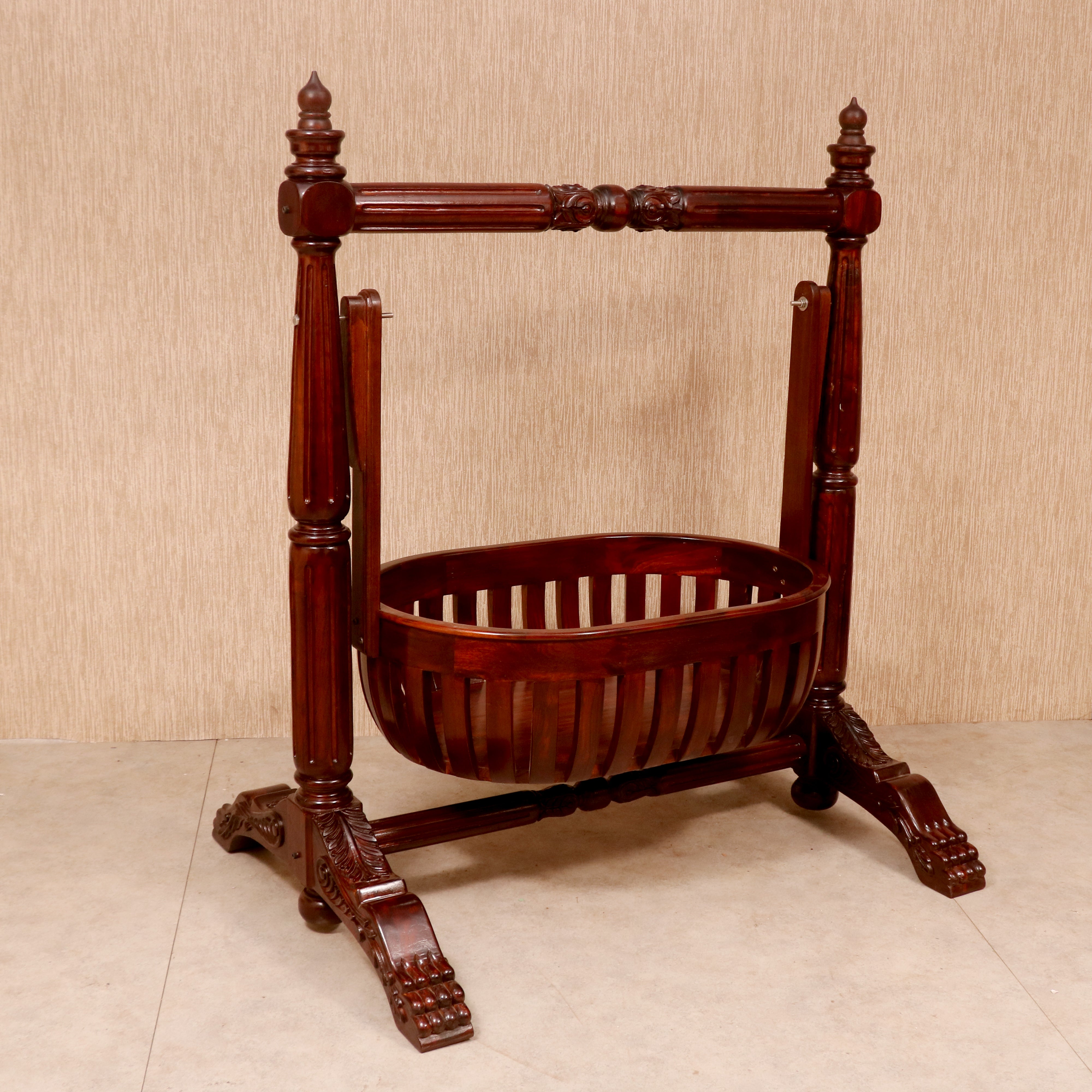 Victorian-style Wooden Crib Cradle