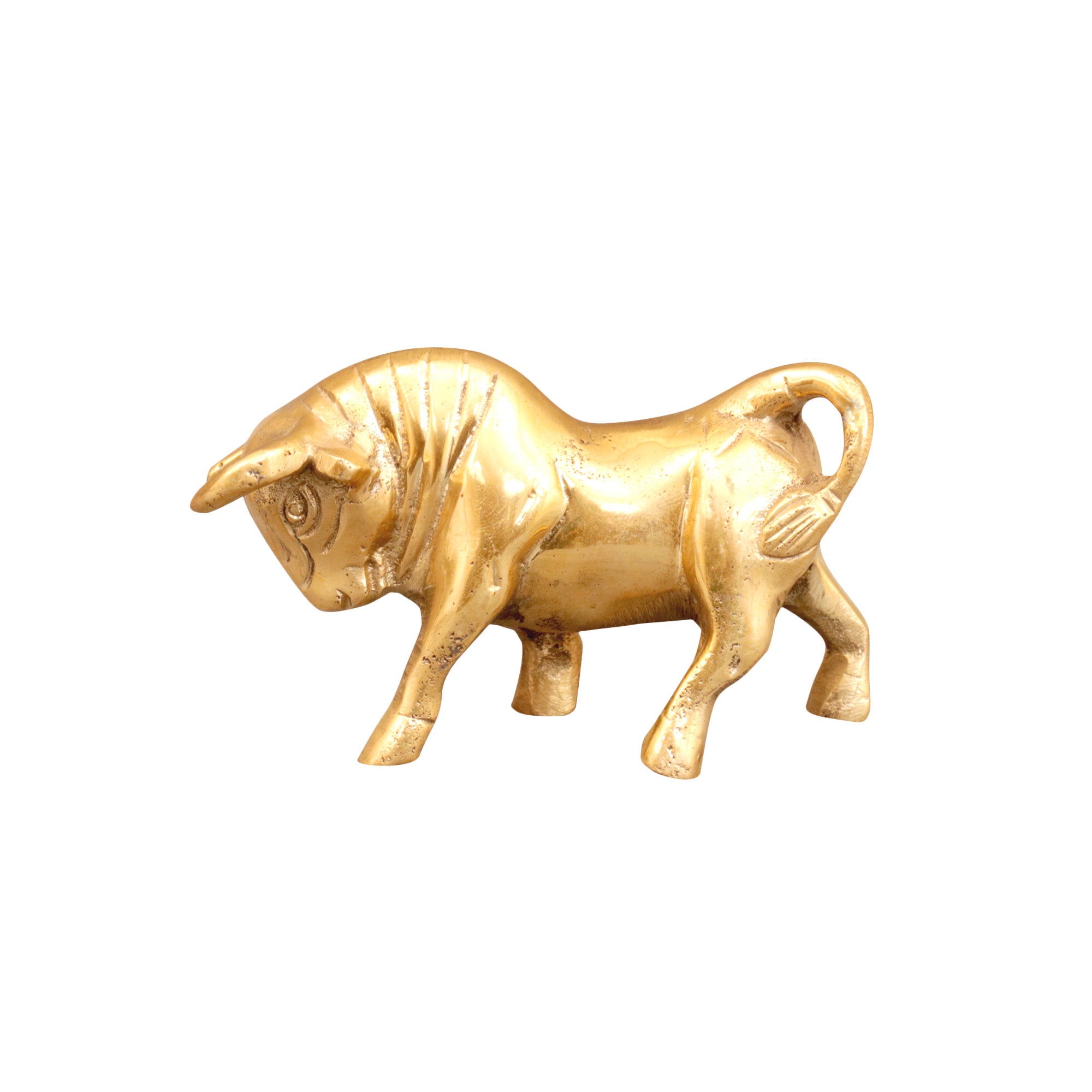 Royal Brass Roaring Bull Animal Figurine