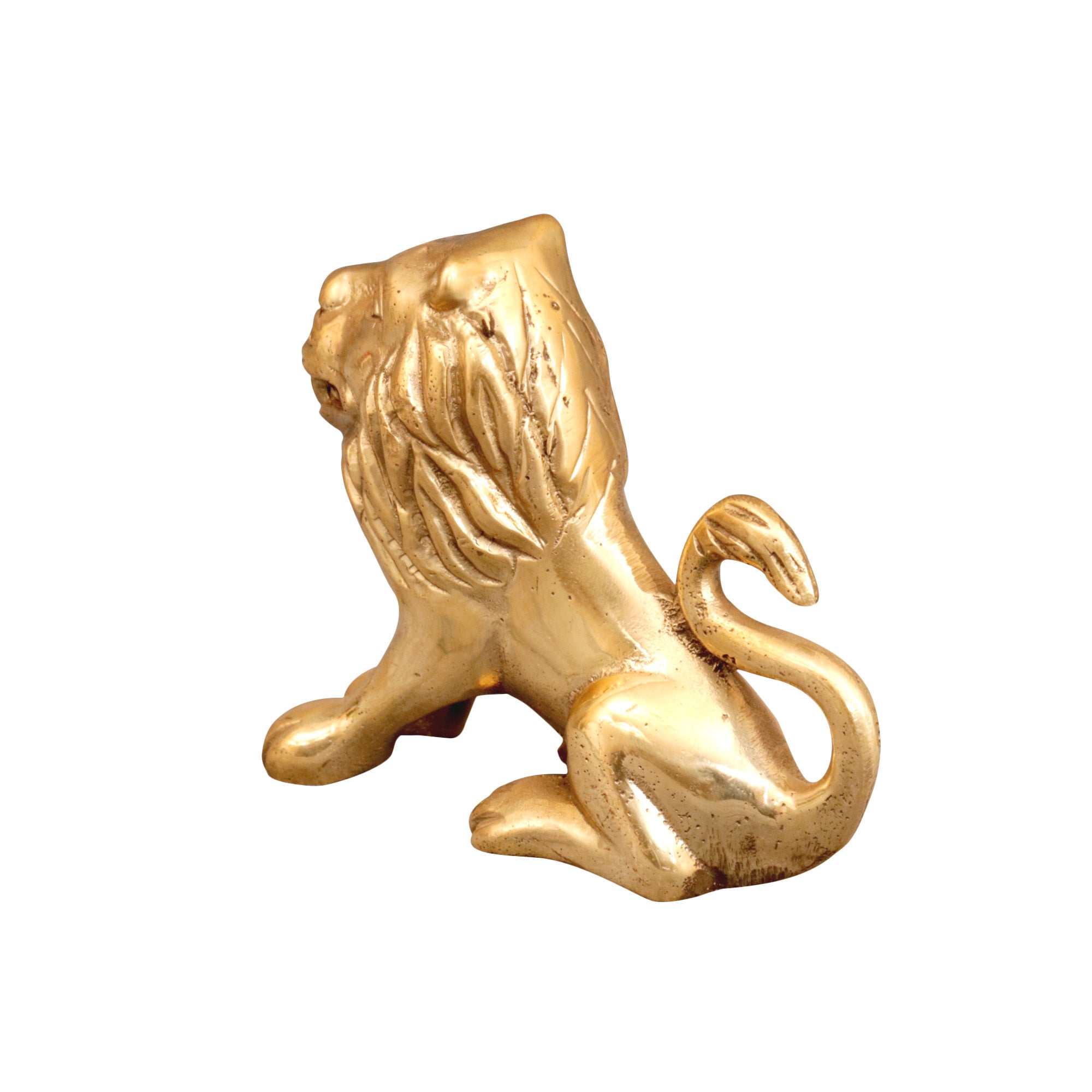 Royal Brass Sitting Lion Animal Figurine