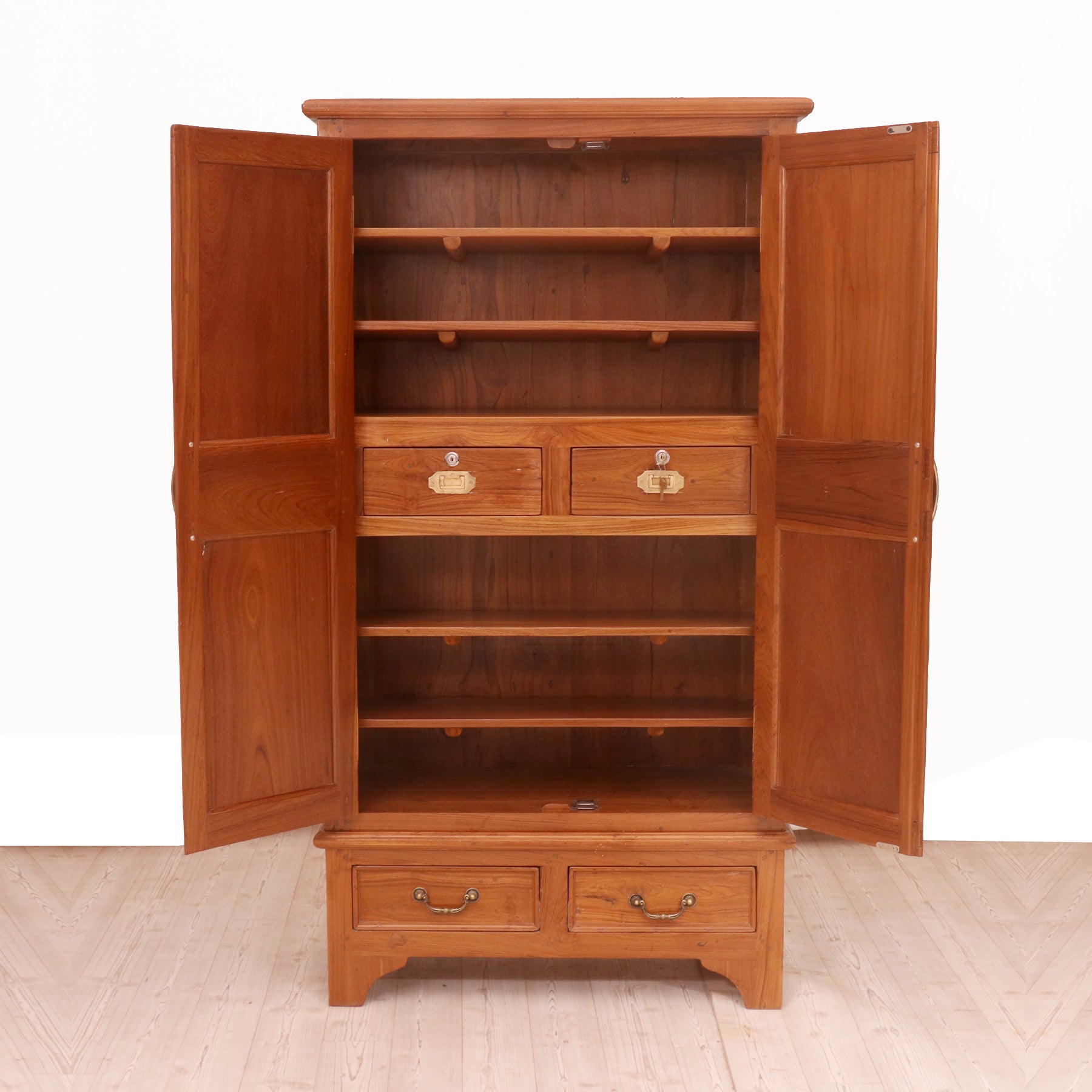 Classic 4-shelf and 4-drawer Two Part Wardrobe/Cabinet Wardrobe