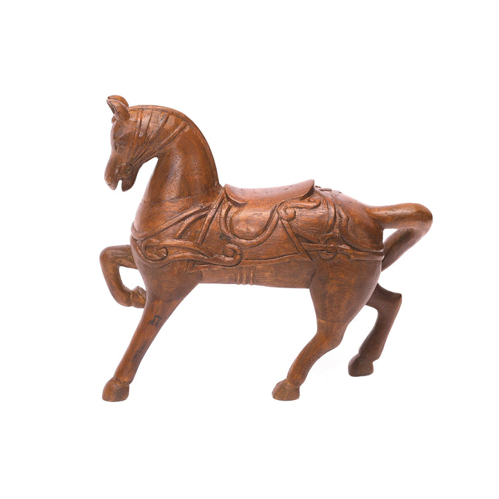 Vintage Royal Carved Trotting Wooden Horse Figurine Animal Figurine