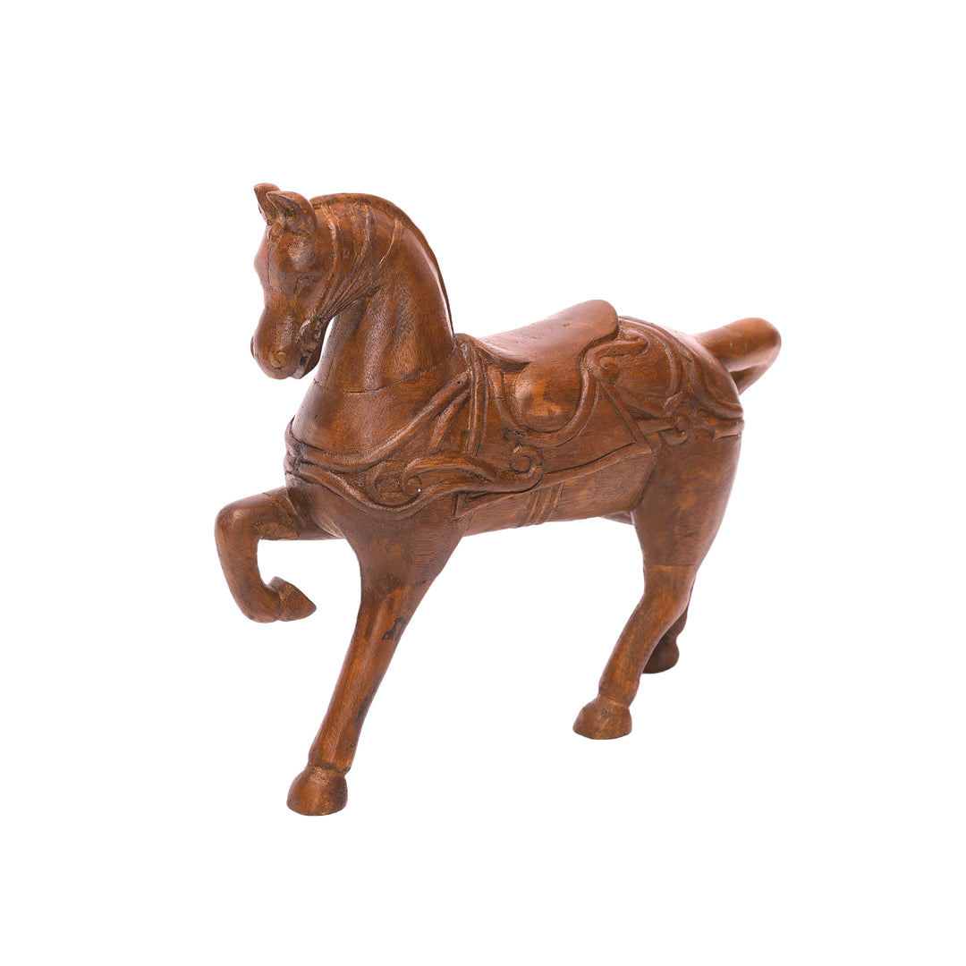 Vintage Royal Carved Trotting Wooden Horse Figurine Animal Figurine