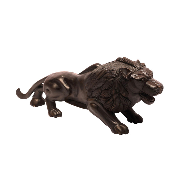 Hand Crafted Wooden Lion Animal Figurine