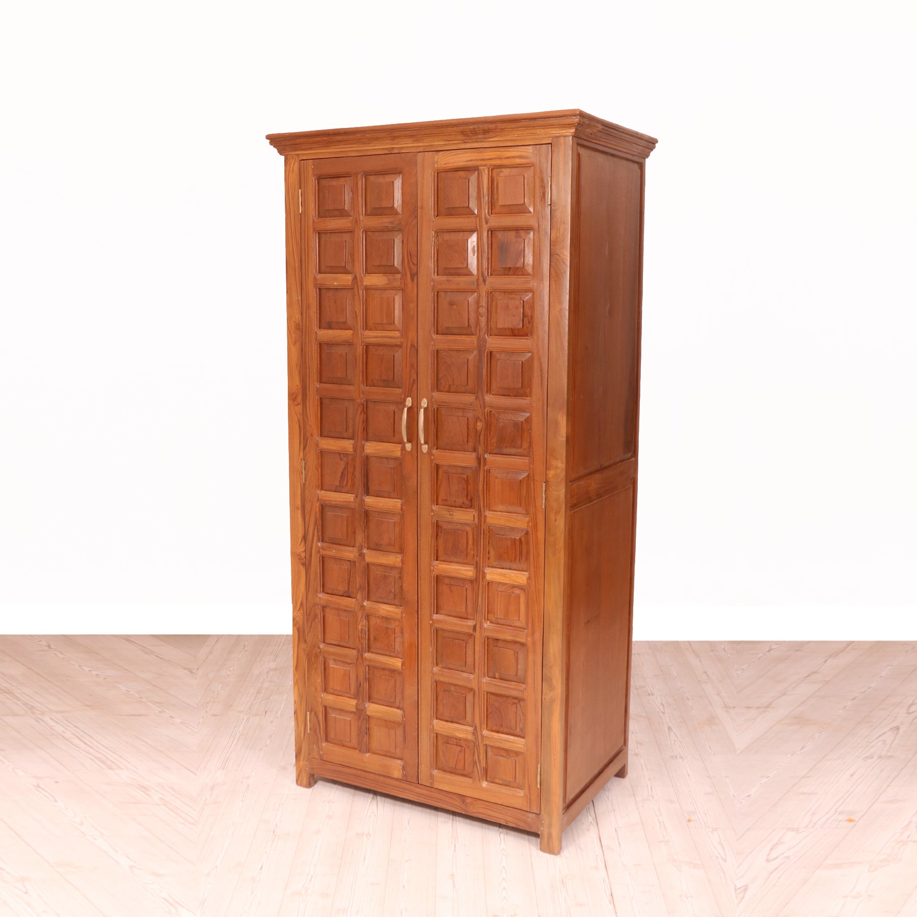 Grid Wooden Cupboard Wardrobe