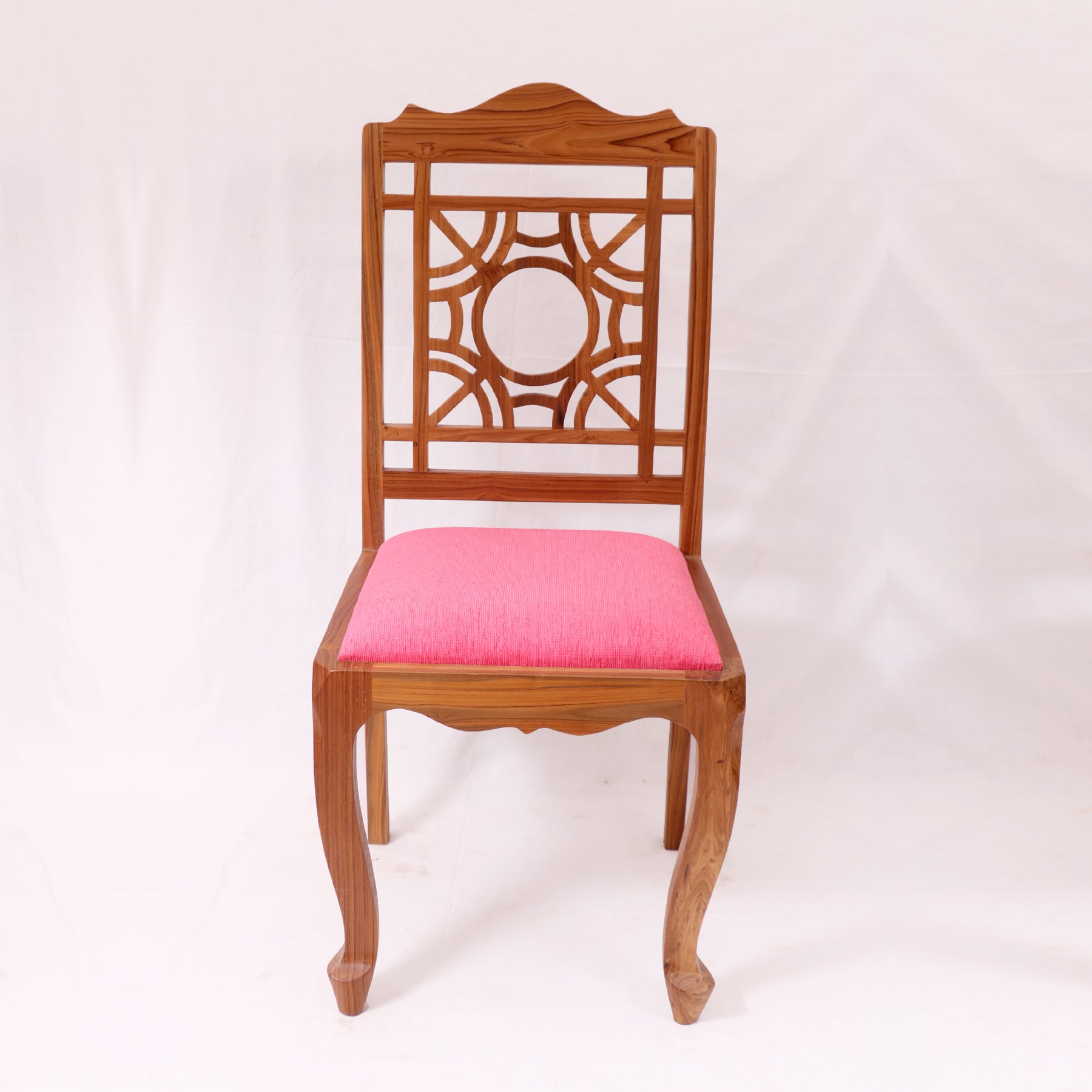 (Set of 2) Teak Wood Traditional Dinning office all purpose Chair pink color Dining Chair