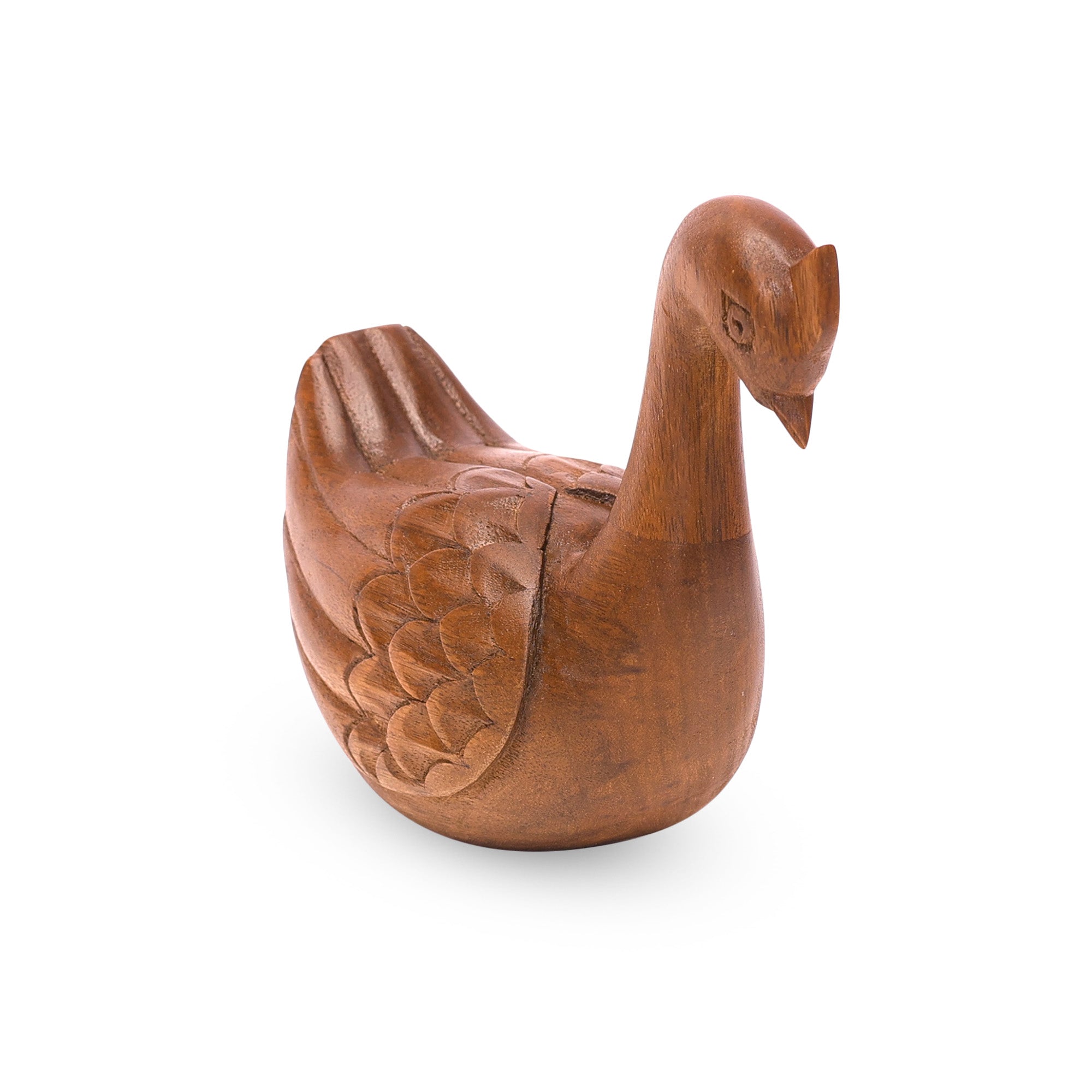 Wooden Baby Swan Showpiece Animal Figurine