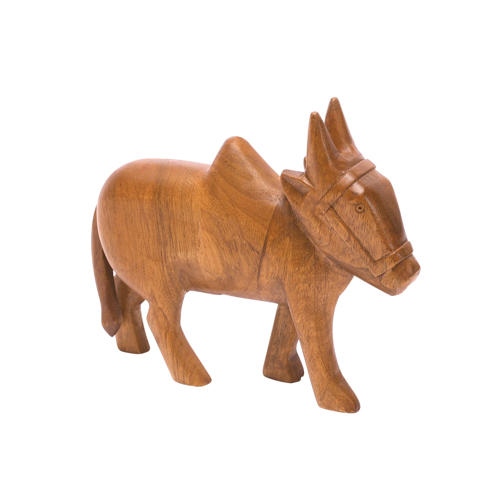 Wooden Detailed Cow Showpiece Animal Figurine
