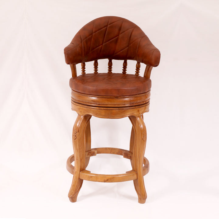 Vintage Handmade Small Wooden Rounded Royal Bar Stool Bar Chair