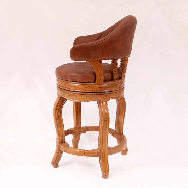 Vintage Handmade Small Wooden Rounded Royal Bar Stool Bar Chair