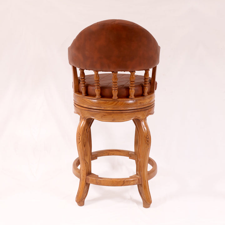 Vintage Handmade Small Wooden Rounded Royal Bar Stool Bar Chair