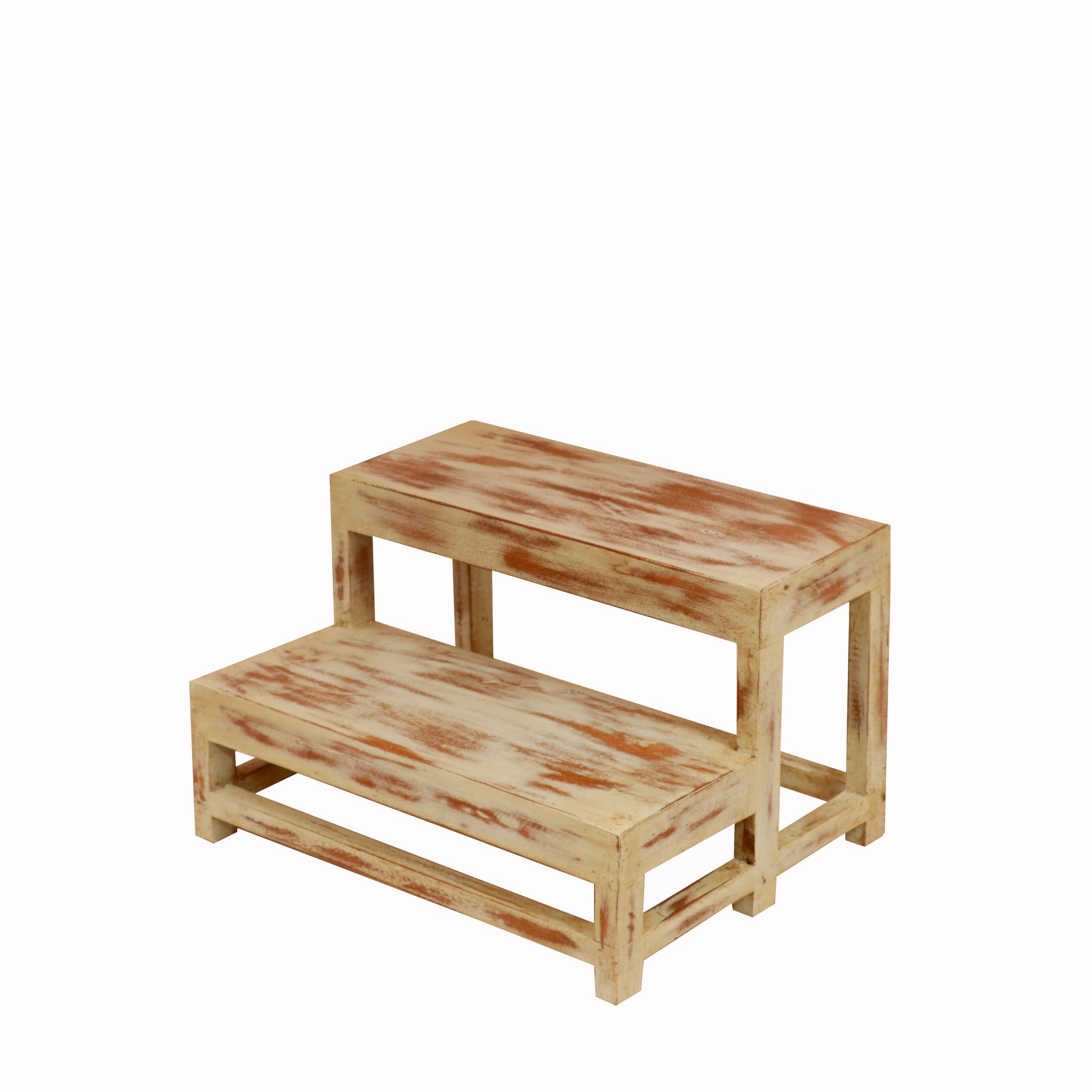 Distressed White Step Stool