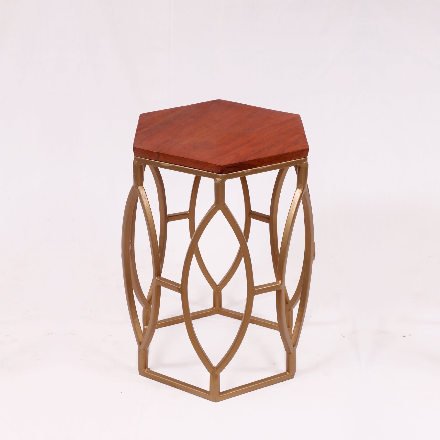 Hexagonal Metallic Coffee Table End Table