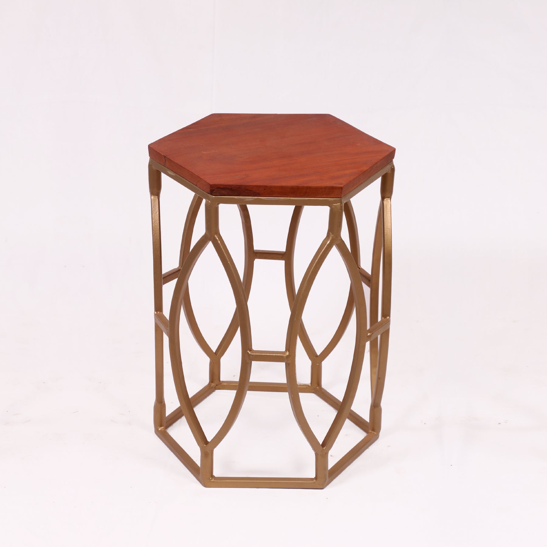Hexagonal Metallic Coffee Table (Golden) End Table