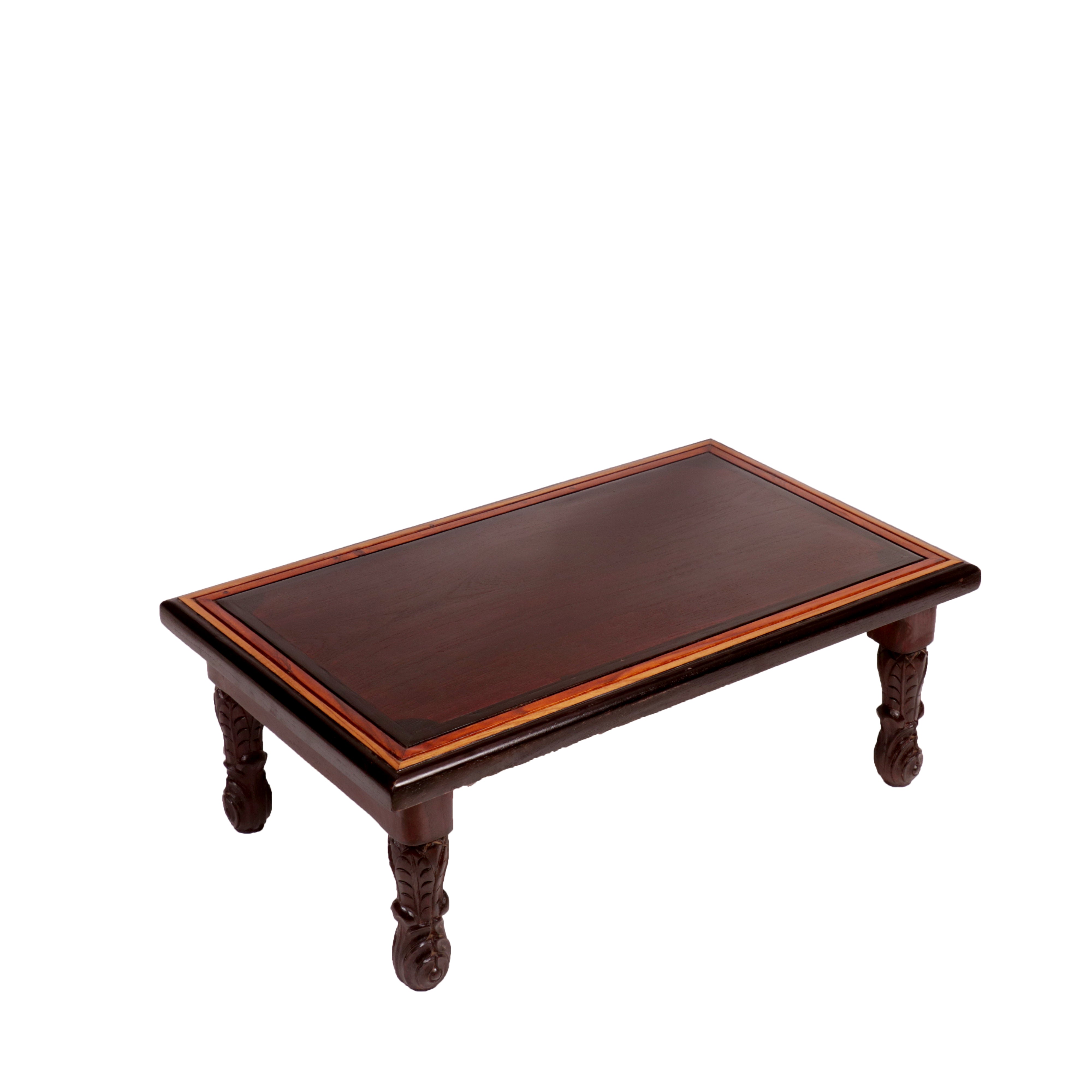 Dark Tone Carved Legs Wooden Folding Table Default Title Bajot