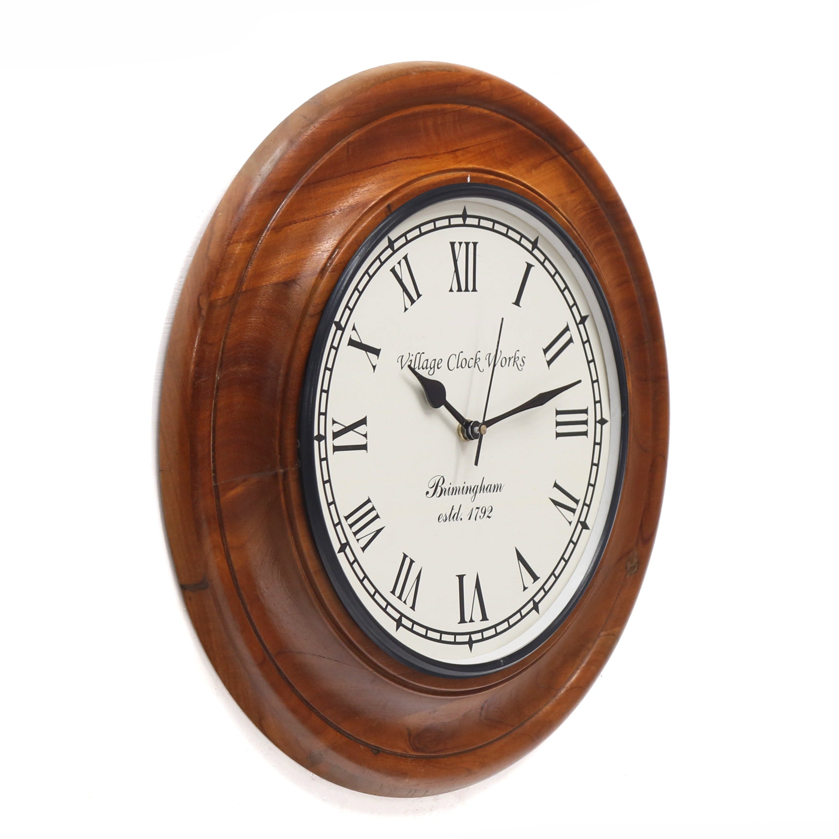 Wooden Colonial Design Clock 12 Inch Round (Dial : 8 Inch) Clock