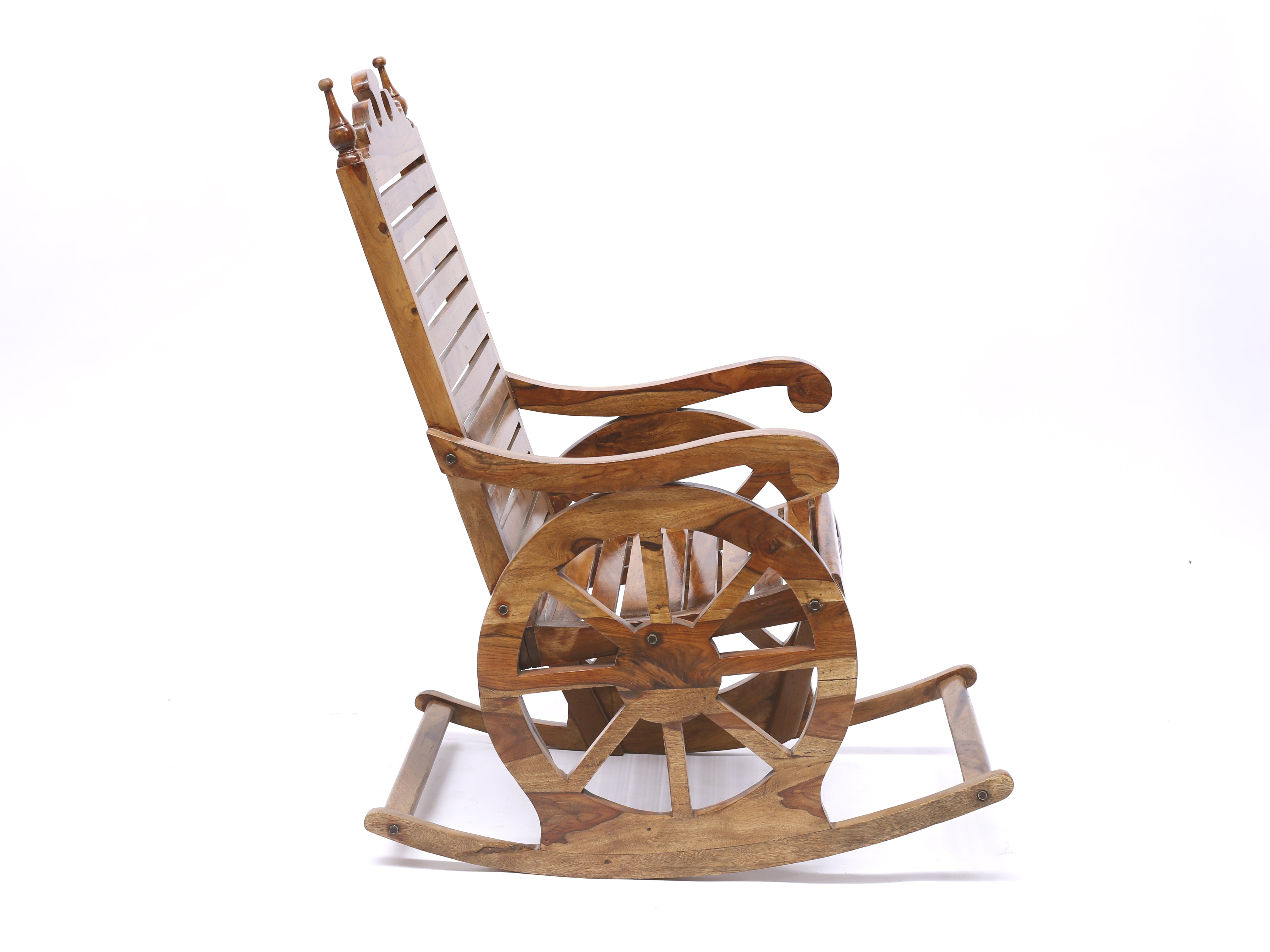 Wheel Inspired Rock Sheesham Rocking Chair Rocking Chair