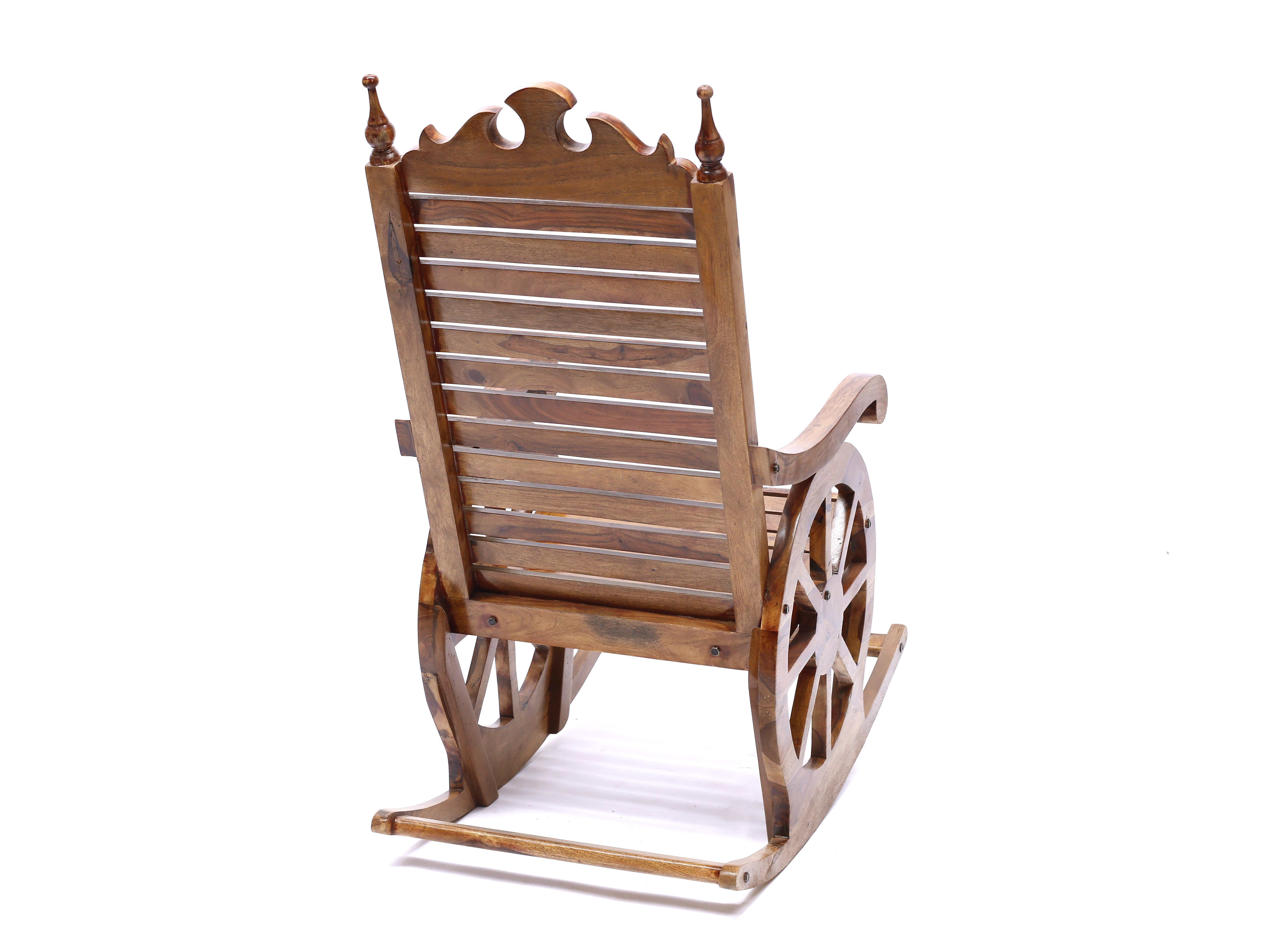 Elevate Your Comfort with the Wheel Inspired Sheesham Rocking Chair