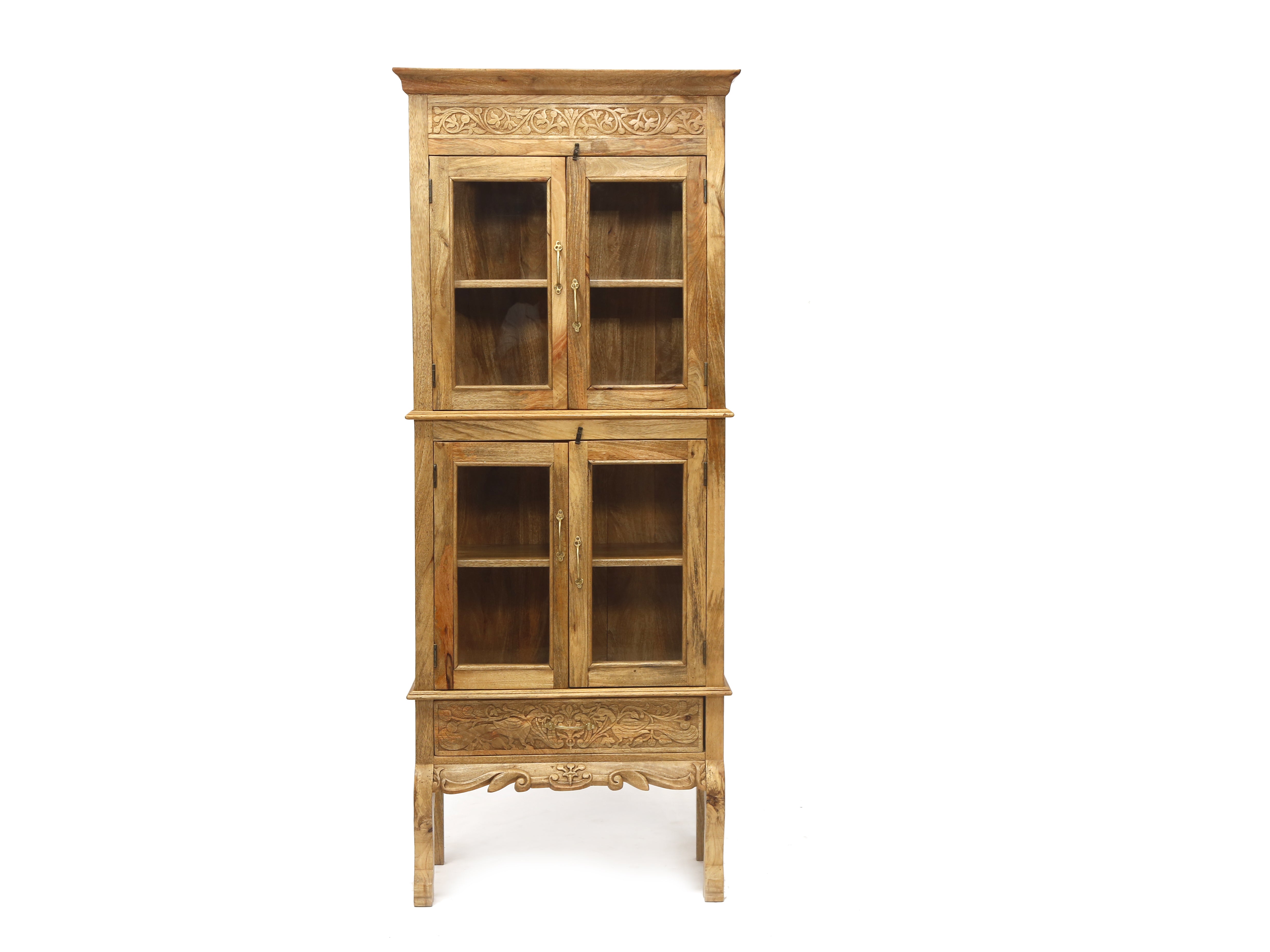 Wooden 2-Part Intricate Designed Cabinet Cupboard