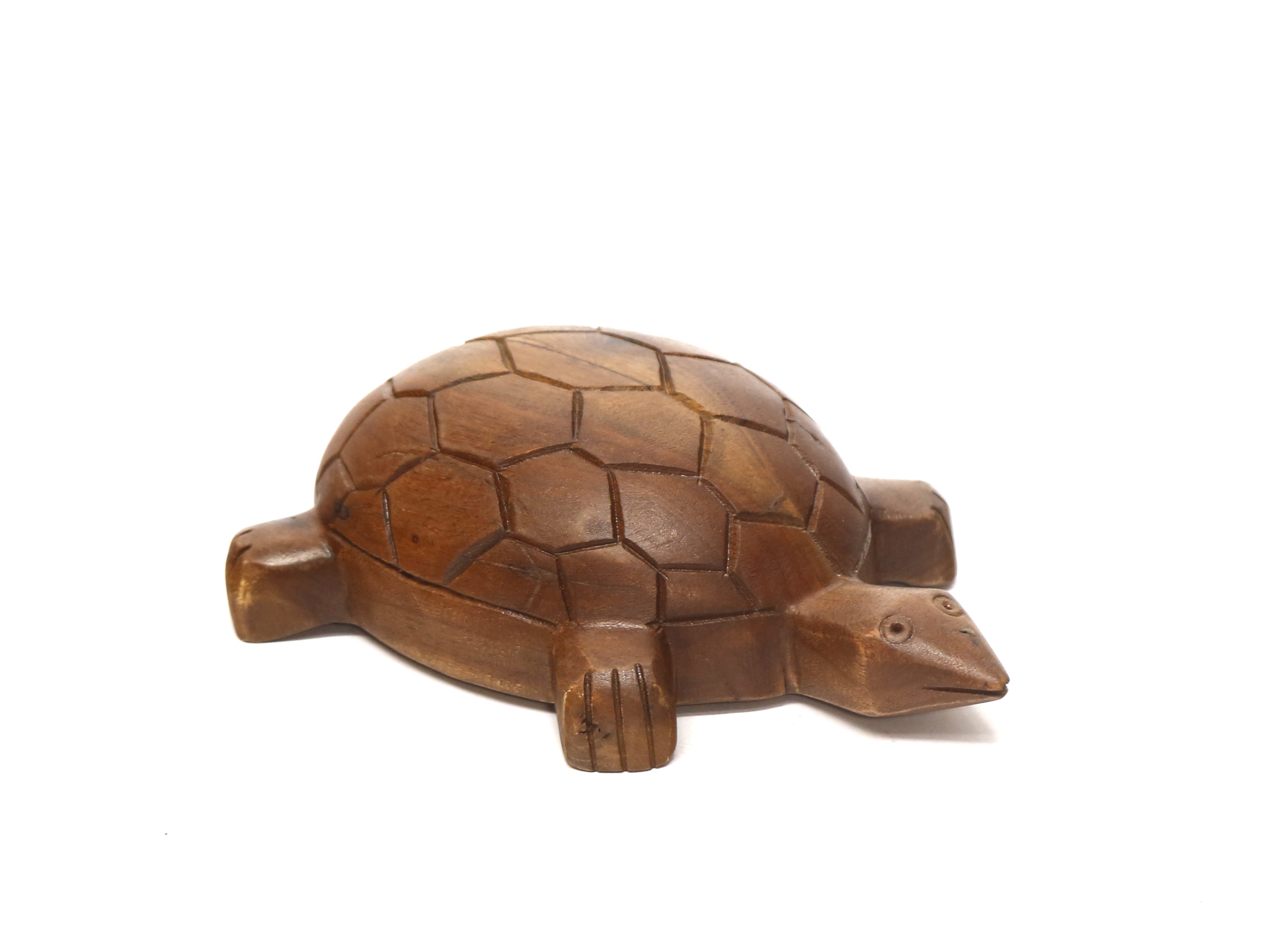 Wooden Detailed Turtle Showpiece Animal Figurine