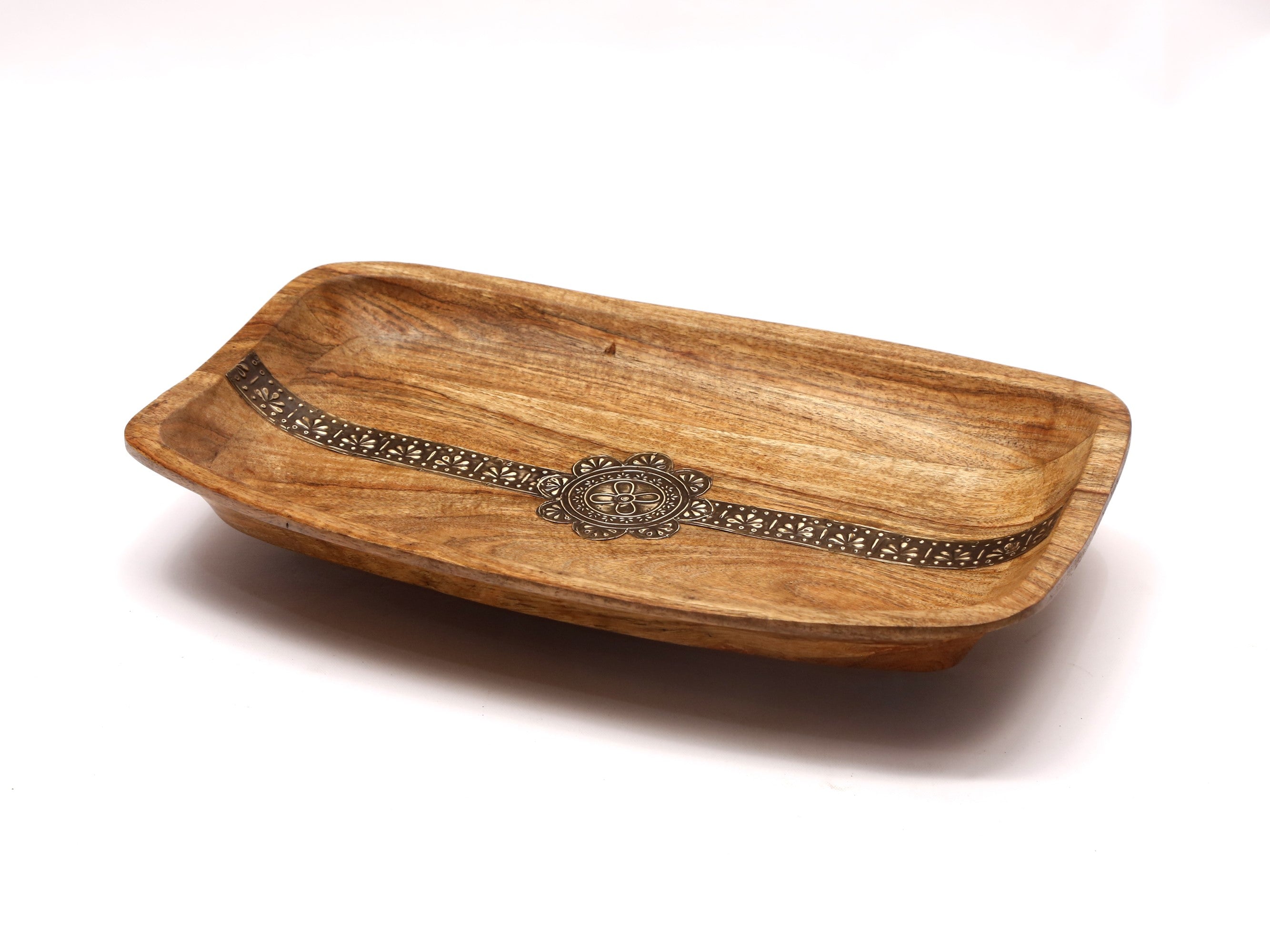 Metallic fitted wooden Tray Platter