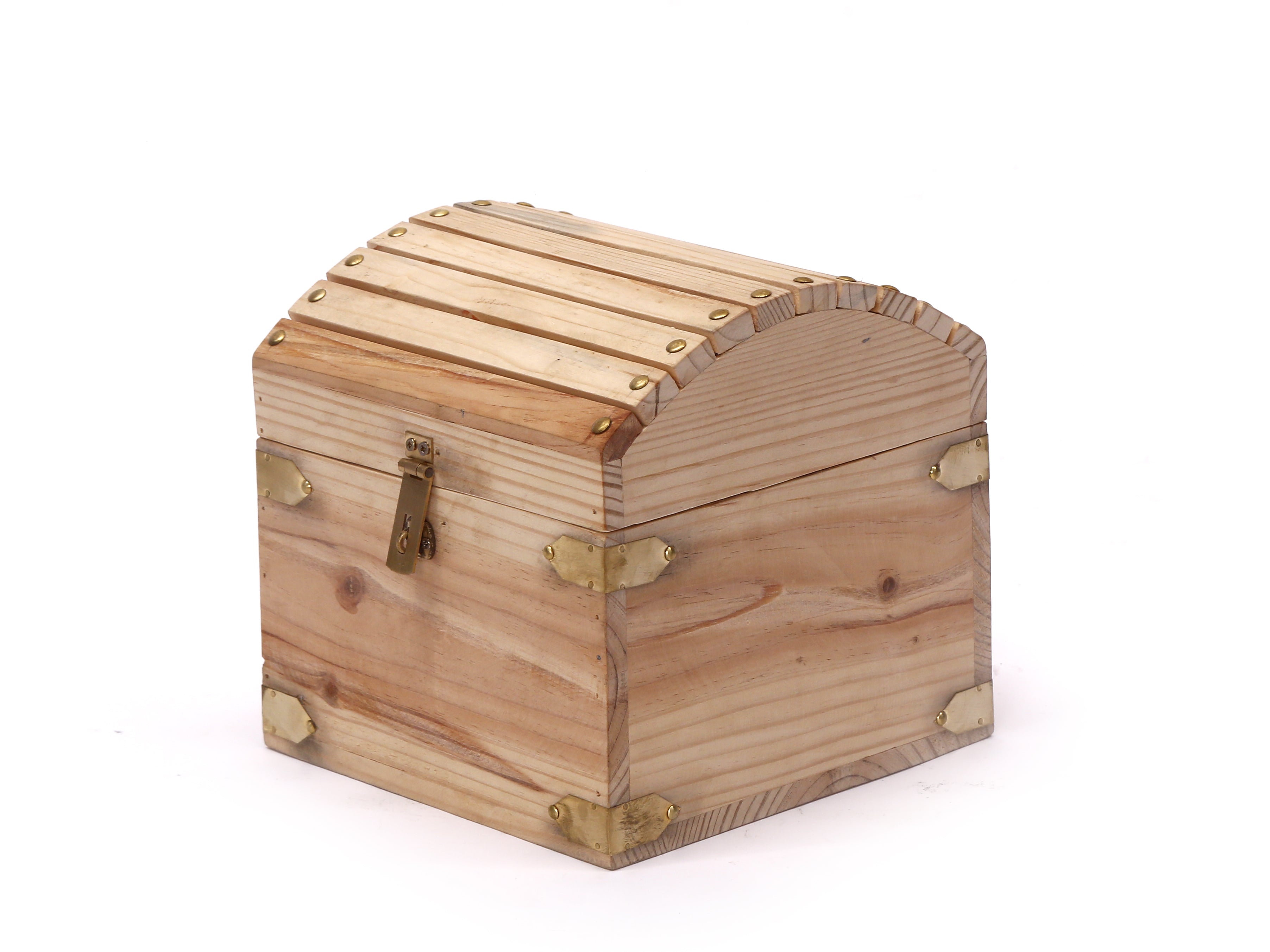 Pine wood Treasure Chest Box Small (9 x 9 x 9 Inch) Wooden Box