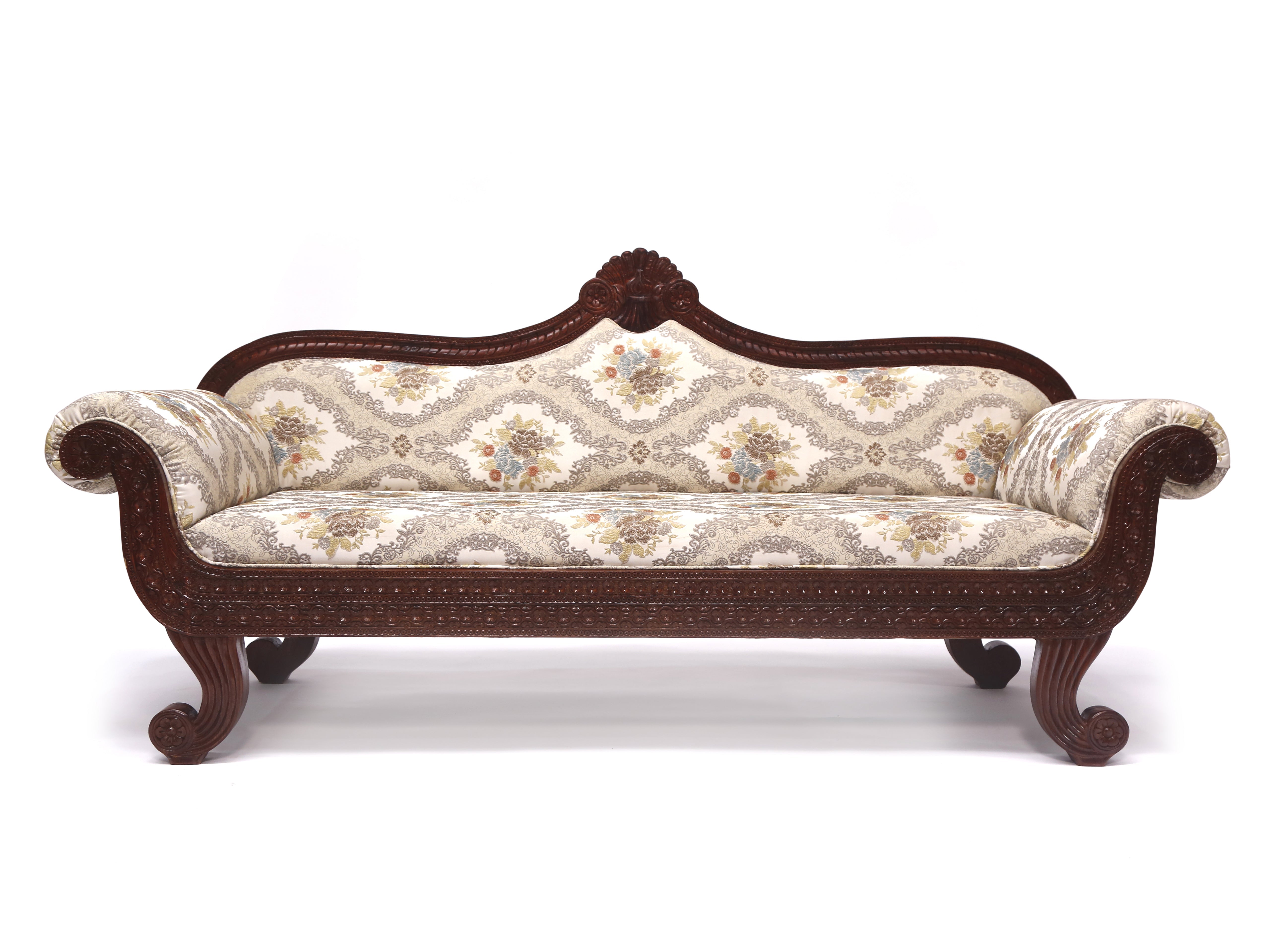 Solid Teak Intricate Carved 3 Seater Sofa Sofa