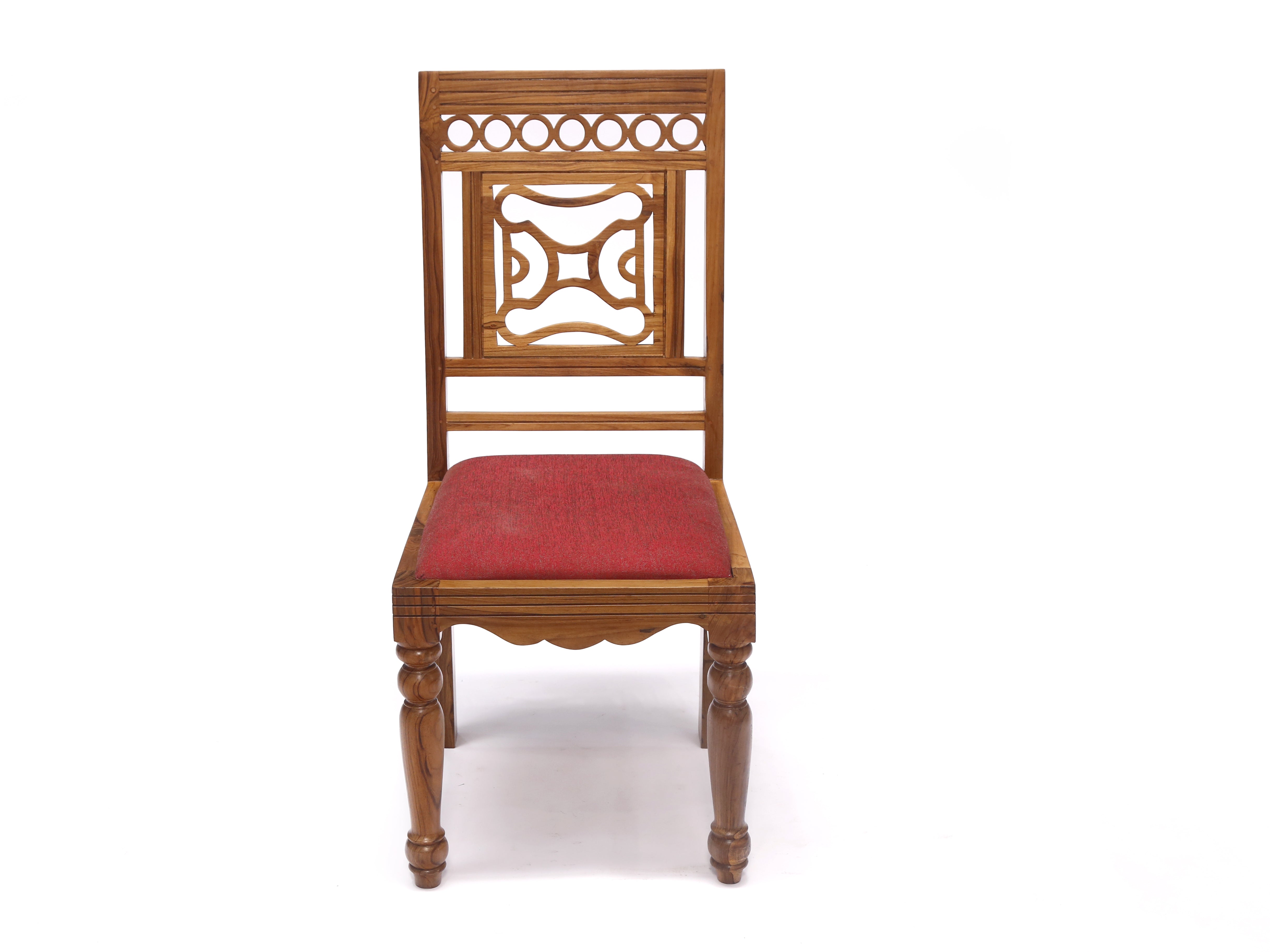(Set of 2) Teak Wood Traditional Dinning office all purpose Chair red color Dining Chair
