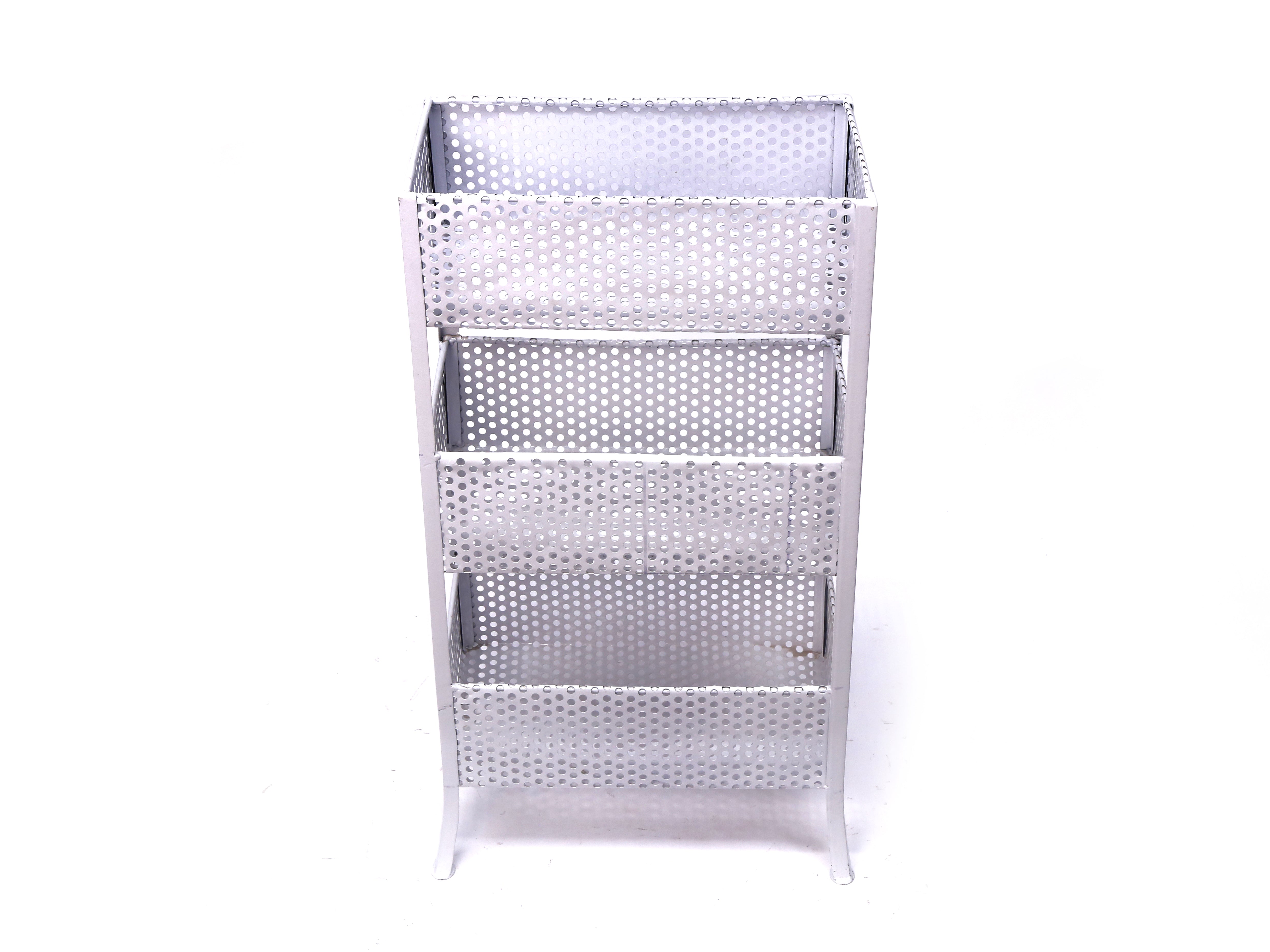 Dotted Iron Standing Shelf White Fruit & Vegetable Cabinet