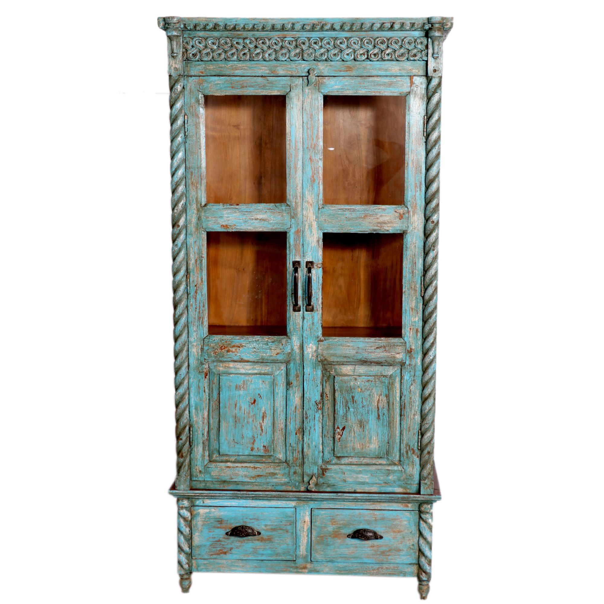 Antique Blue Finish Cabinet Wardrobe