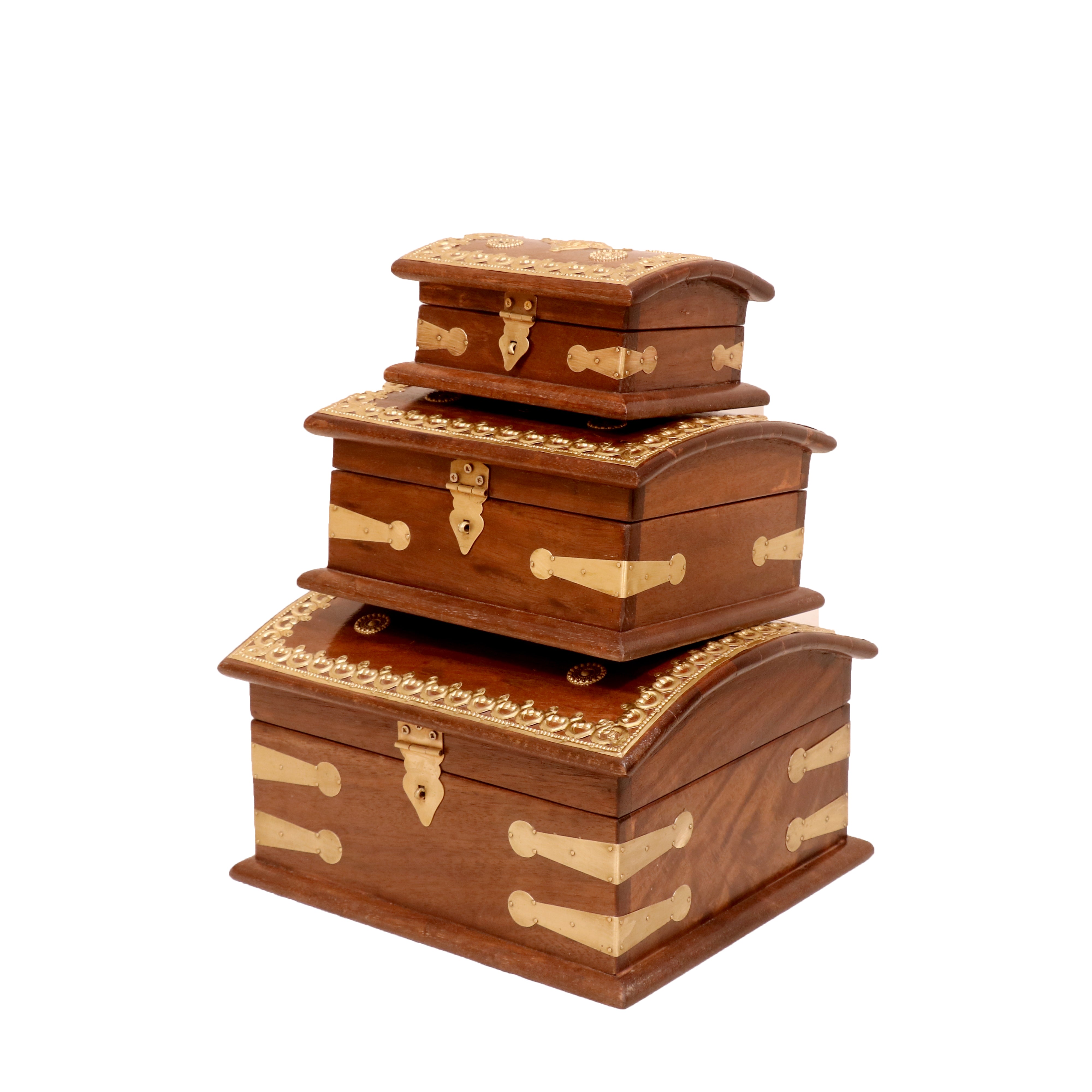 Wooden Curved Boxes Set of 3 Wooden Box